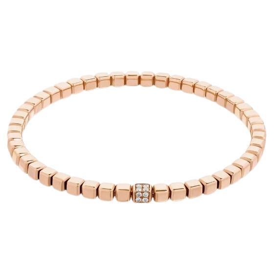 Quadro Cube Bracelet with White Diamonds and 18K Rose Gold, (Small)