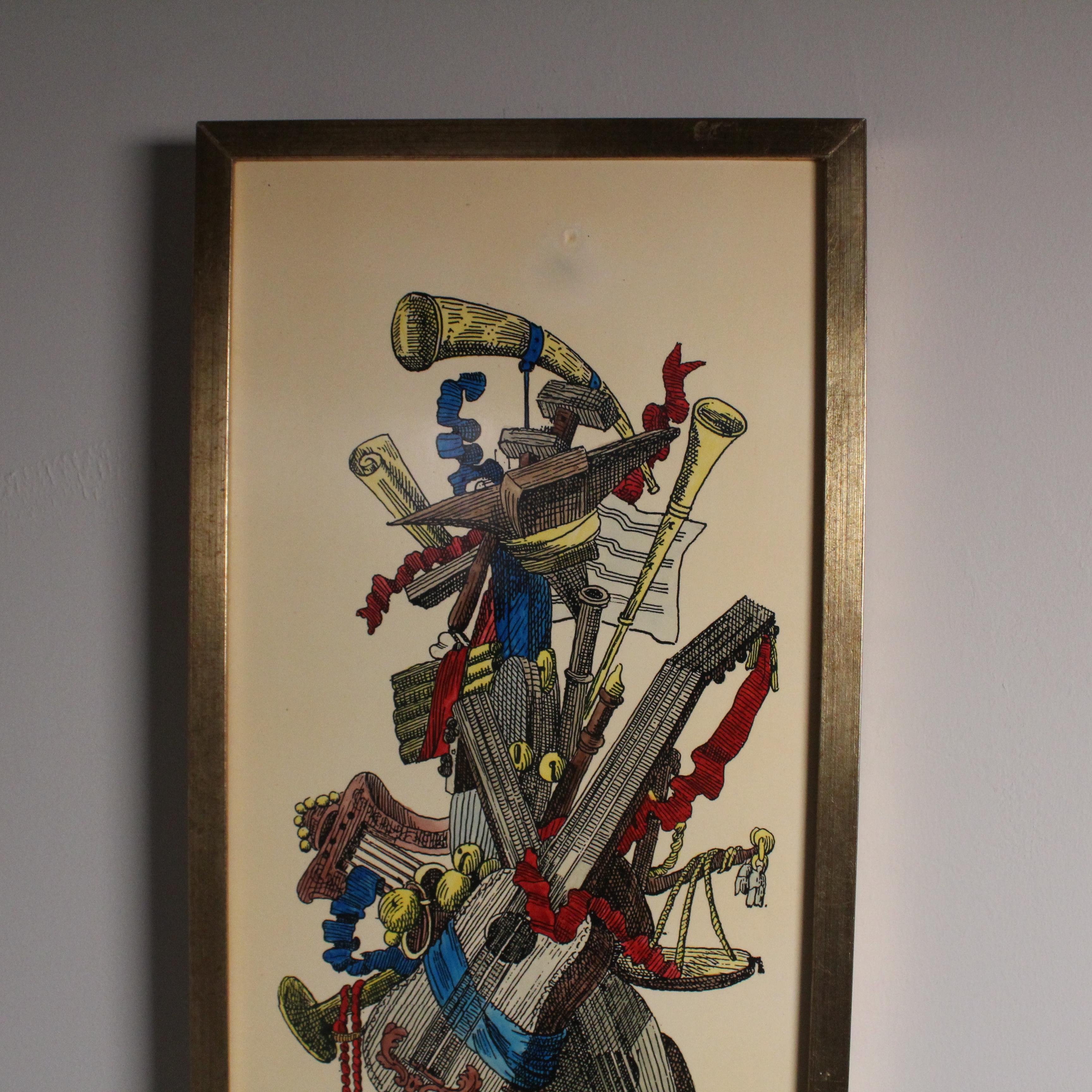 Mid-Century moderno Quadro della serie dei Trofei, Piero Fornasetti, 1970 in vendita