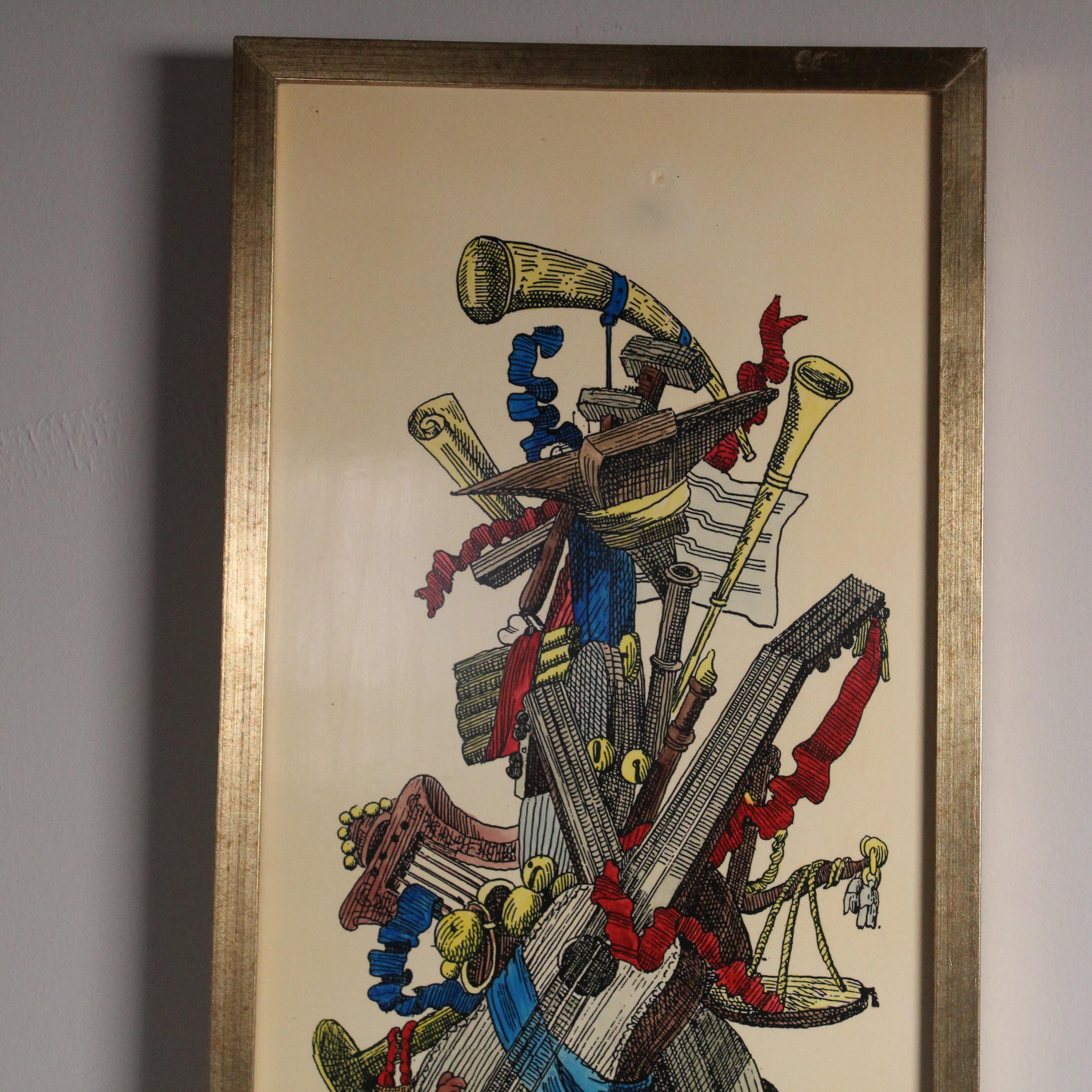 Carta Quadro della serie dei Trofei, Piero Fornasetti, 1970 in vendita