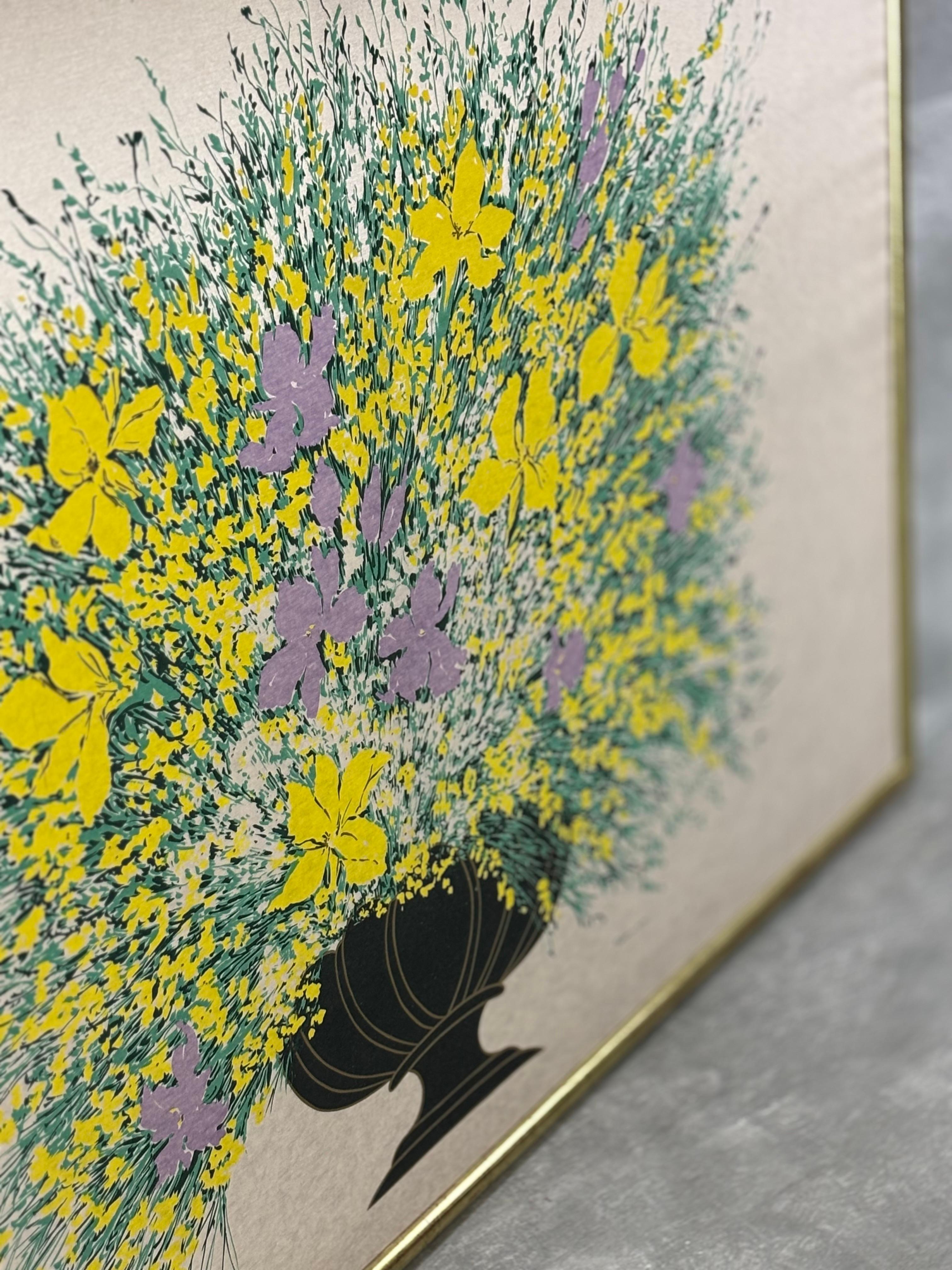 Fine XX secolo Quadro di Fabbriziani, serigrafia su seta, anni '70, set di 2 in vendita