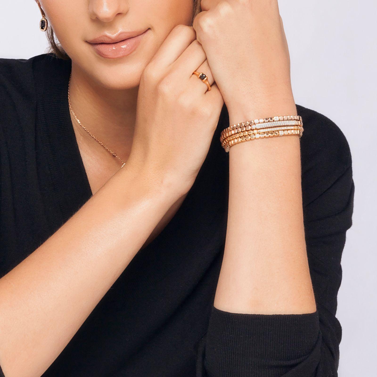 Bracelet Quadro Multi ID avec diamants blancs et or rose 18 carats - Moyen Neuf - En vente à Fulham business exchange, London