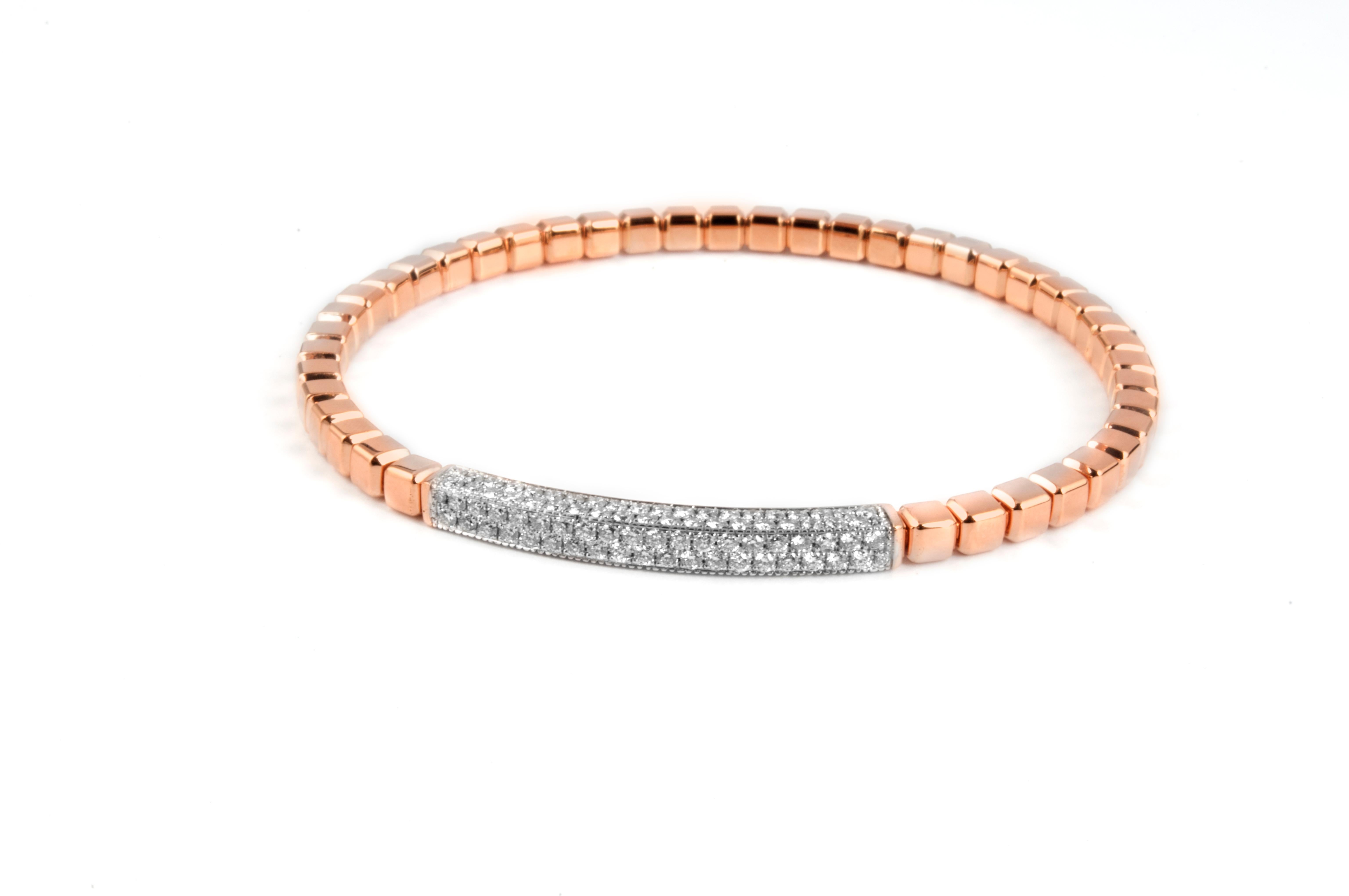 Moderne Bracelet Quadro Id en or rose 18 carats et diamants blancs - Moyen en vente