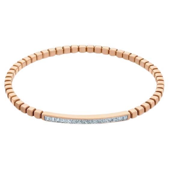 Quadro ID Bracelet with White Diamonds and 18K Rose Gold, Size Medium For Sale