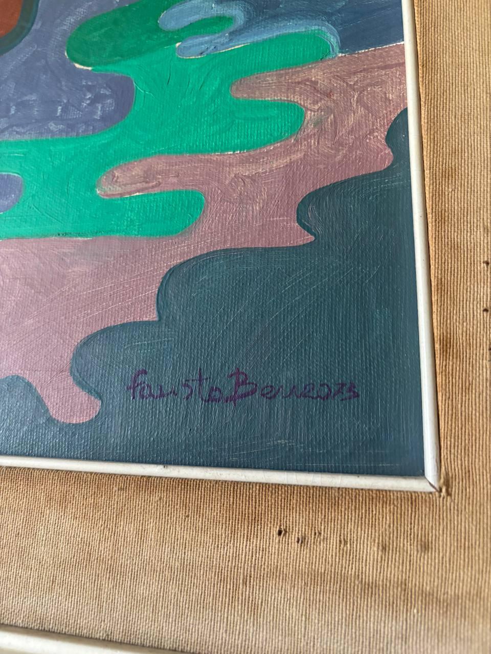 Quadro Italiano 1973 colorato firma di  Fausto Bertasa XX secolo. In condizioni discrete in vendita a Palermo, IT