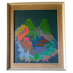 Quadro Italiano 1973 colorato firma di  Fausto Bertasa XX secolo.