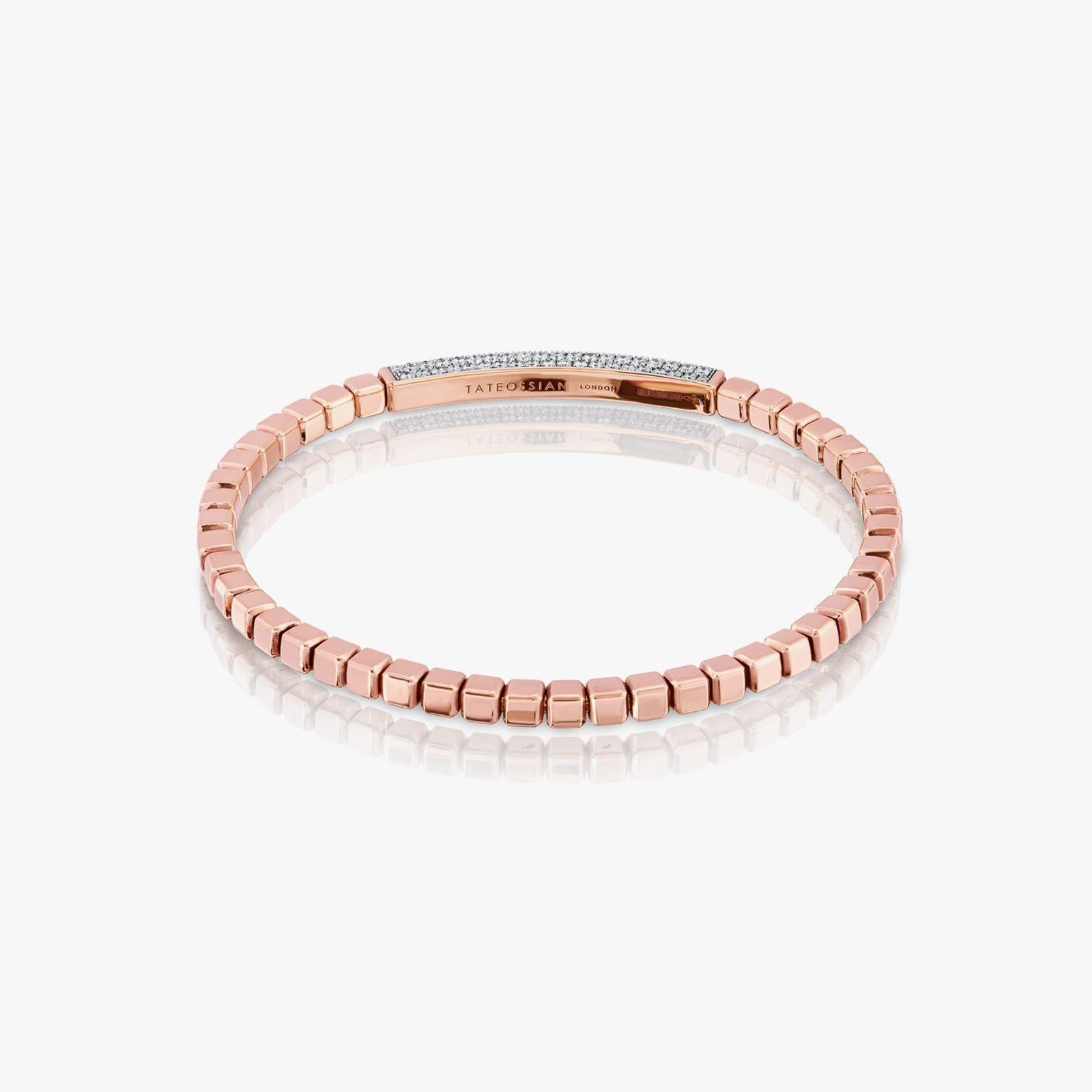 Moderne Bracelet Quadro Multi ID avec diamants blancs et or rose 18 carats - Moyen en vente
