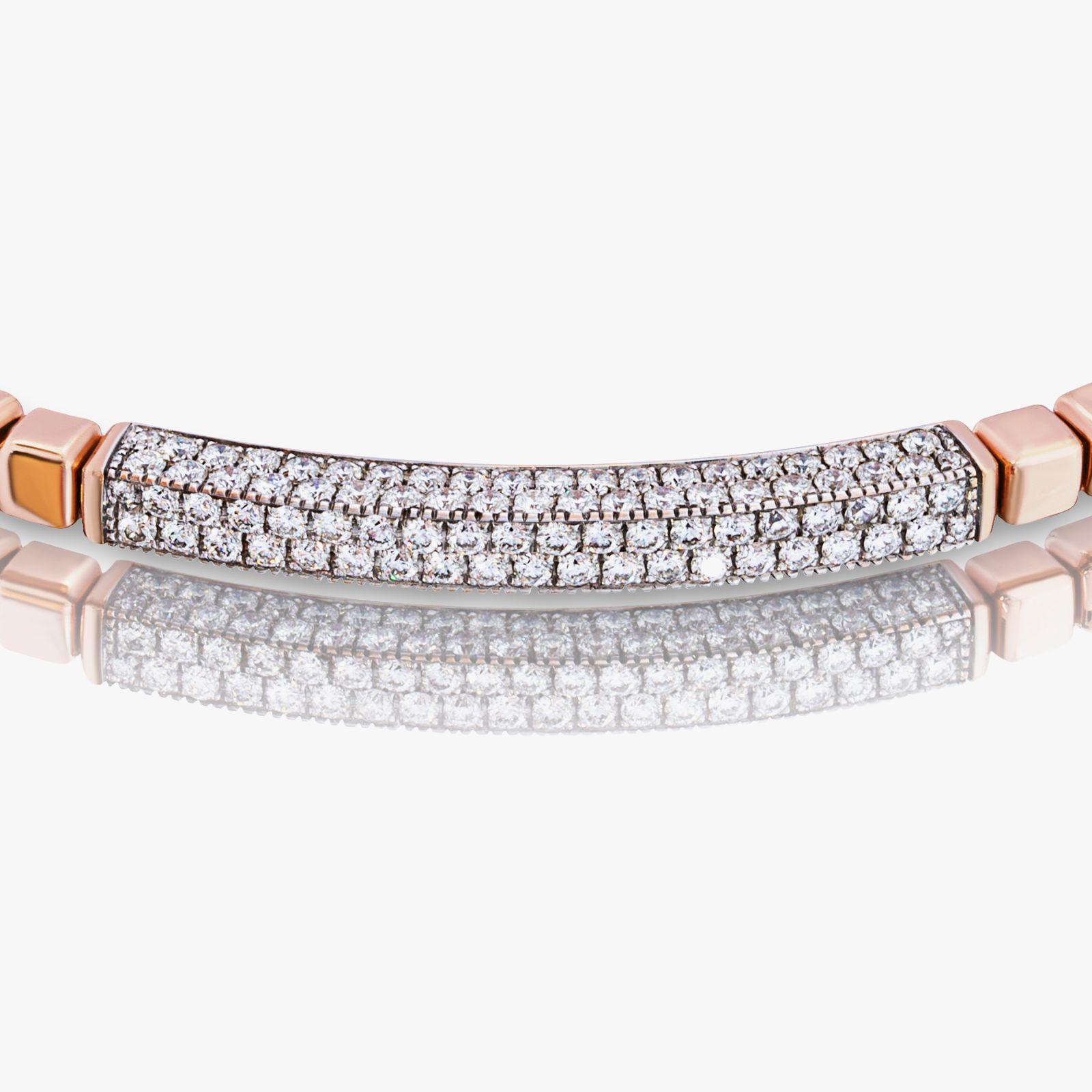 Taille coussin Bracelet Quadro Multi ID avec diamants blancs et or rose 18 carats - Moyen en vente
