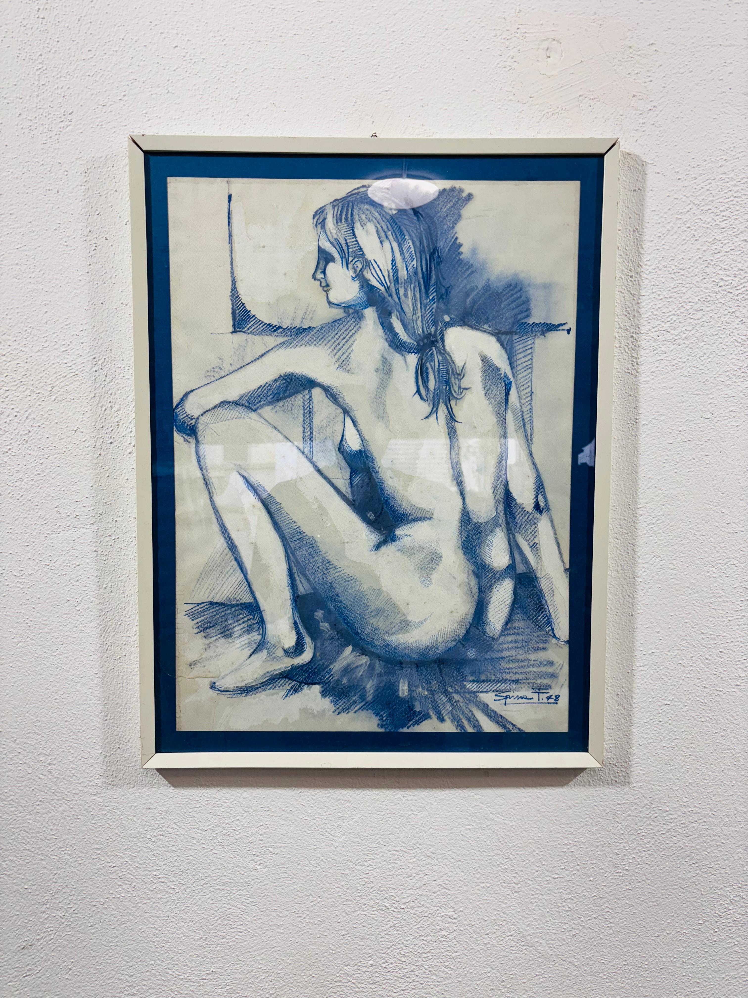 Aktbild einer sitzenden Frau F.Spina 1978 im Zustand „Gut“ im Angebot in Taranto, IT