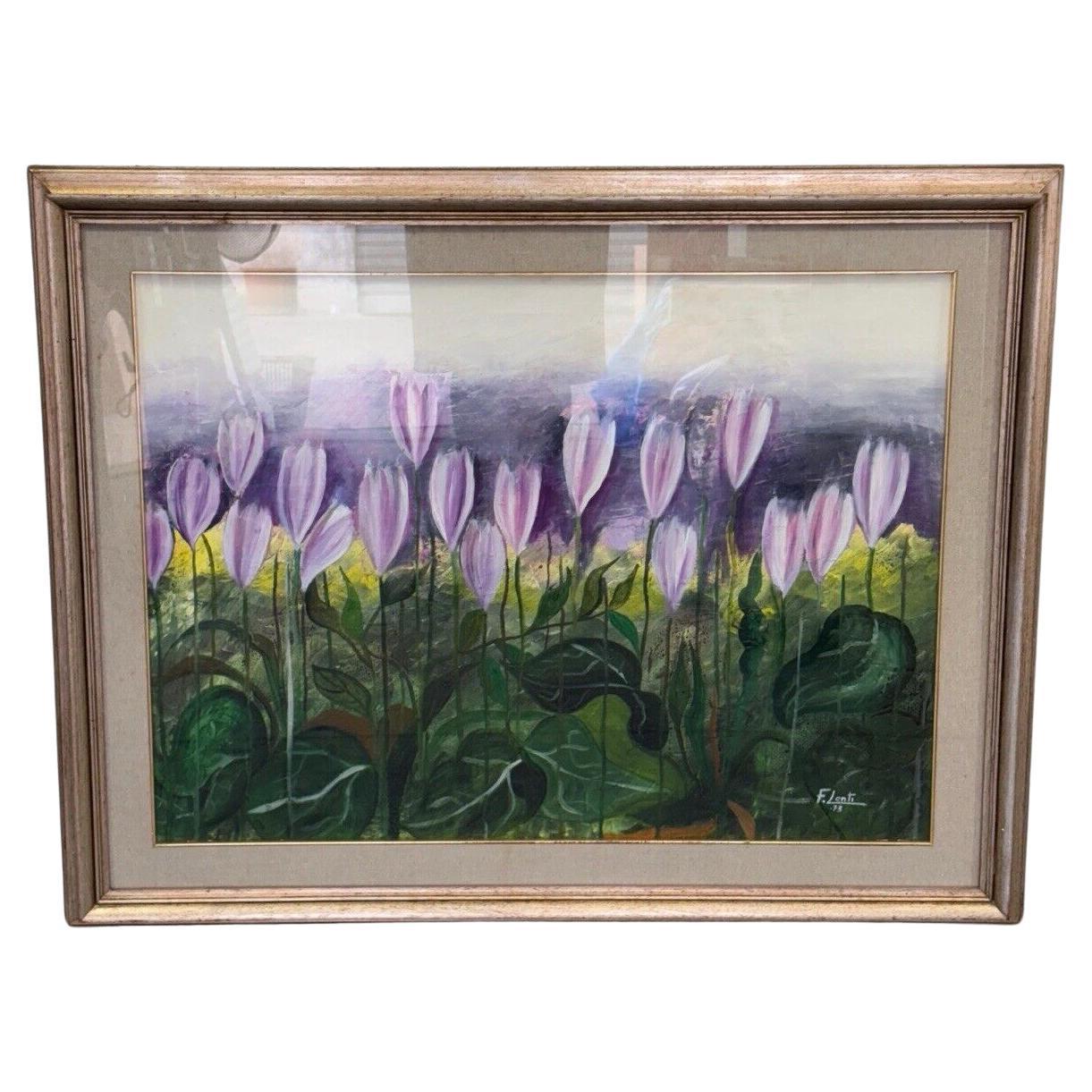 Óleo Campo de tulipanes F. Lenti 1973