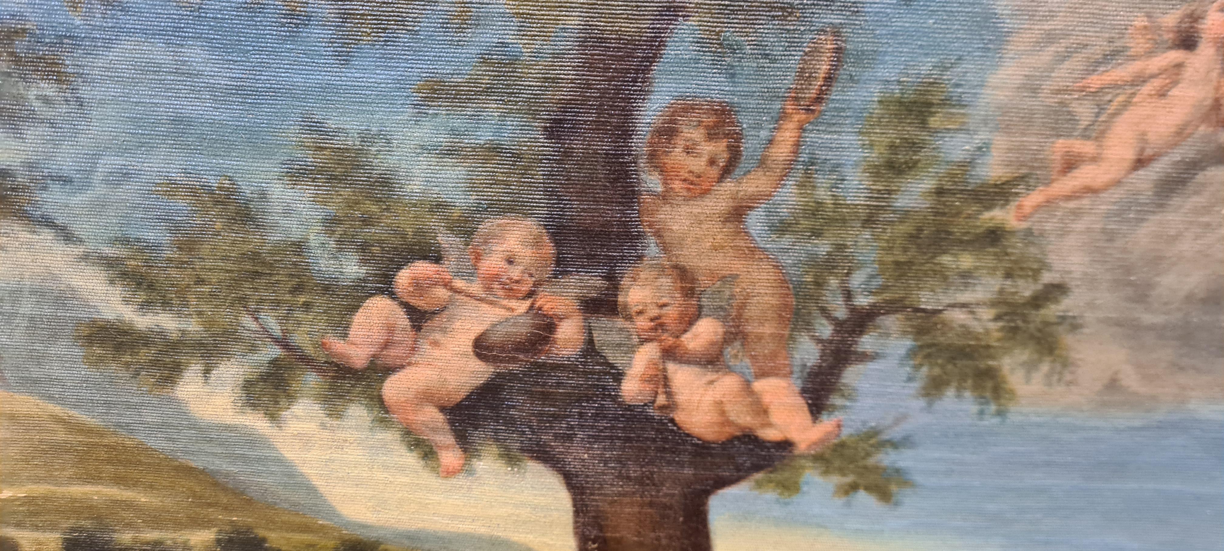 Peinture à l'huile sur toile représentant une scène allégorique du XVIIIe siècle  19e siècle en vente 5