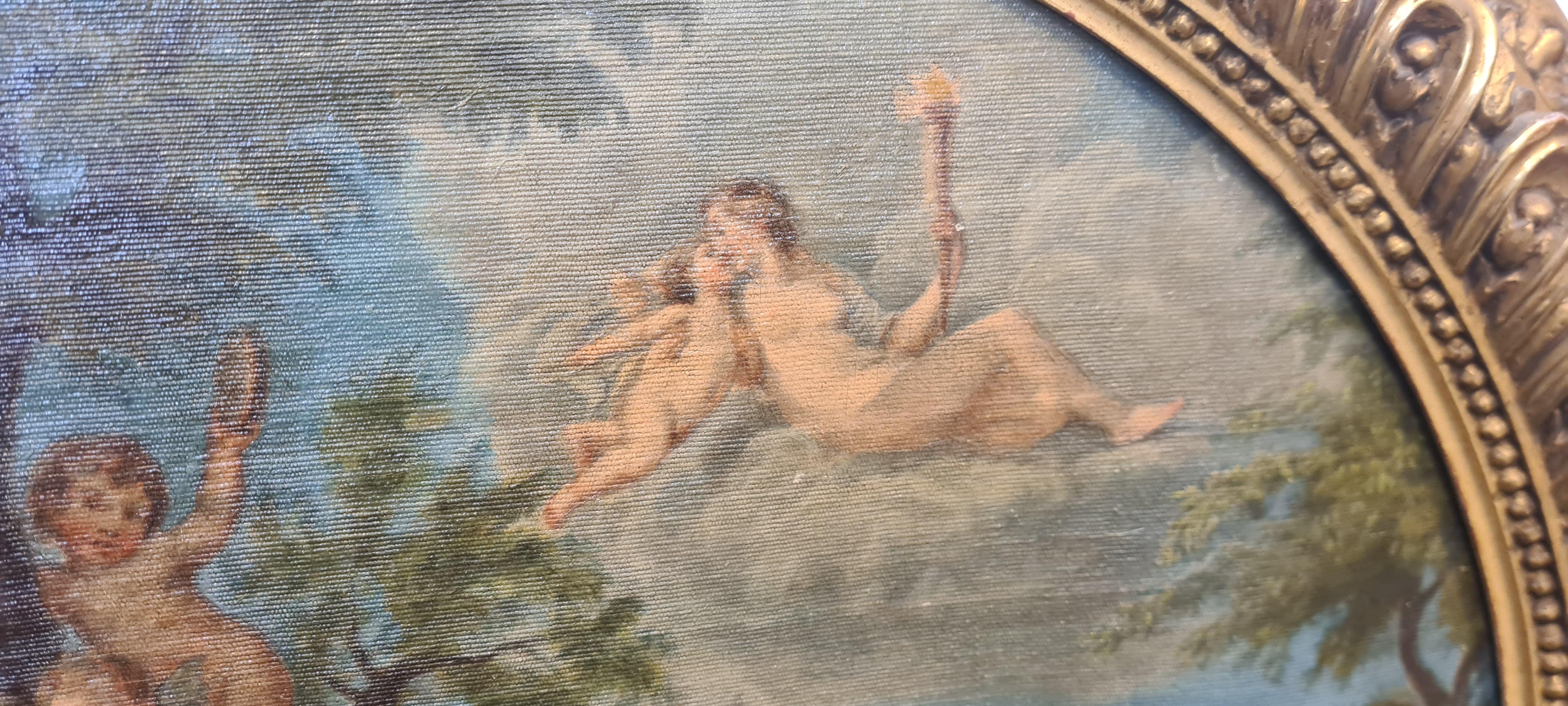 Peinture à l'huile sur toile représentant une scène allégorique du XVIIIe siècle  19e siècle en vente 6