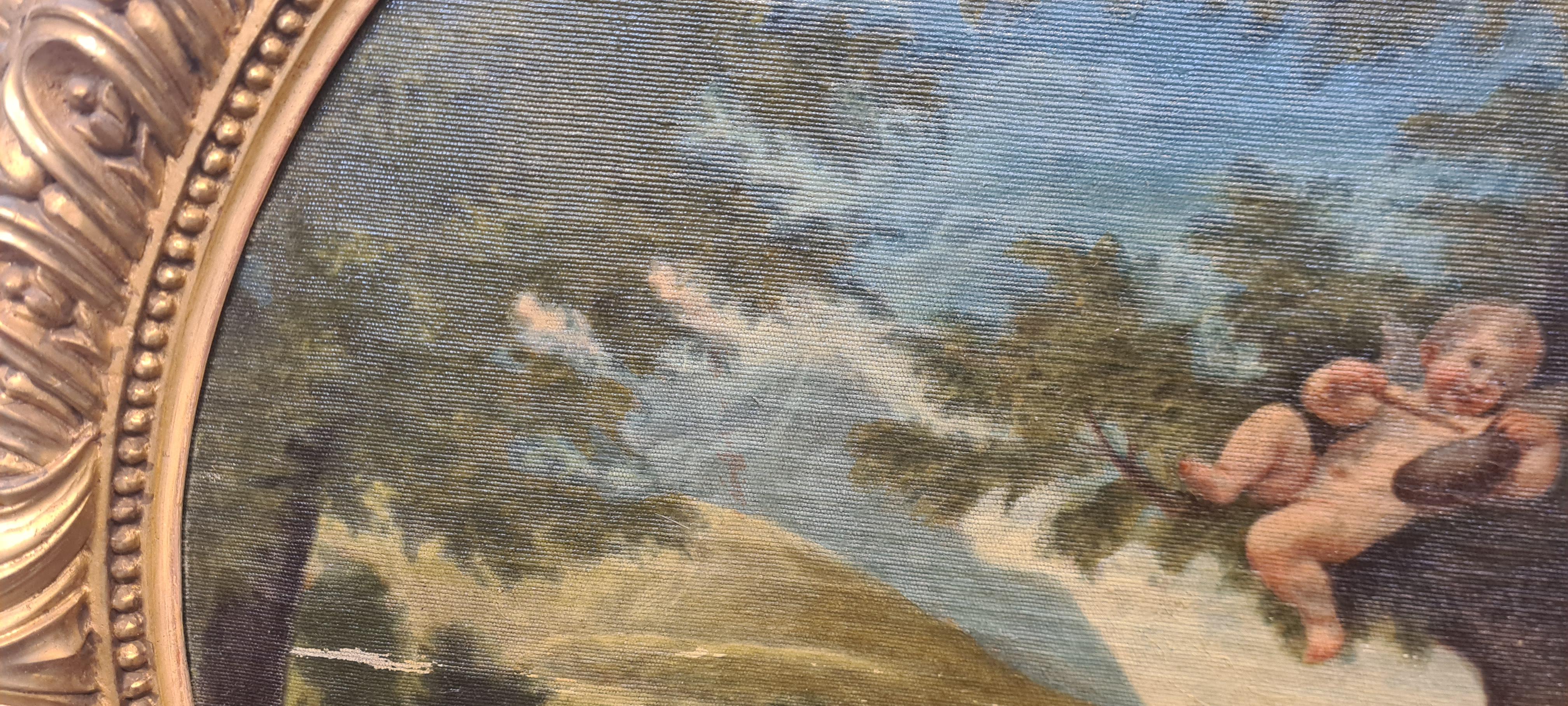 Peinture à l'huile sur toile représentant une scène allégorique du XVIIIe siècle  19e siècle en vente 7