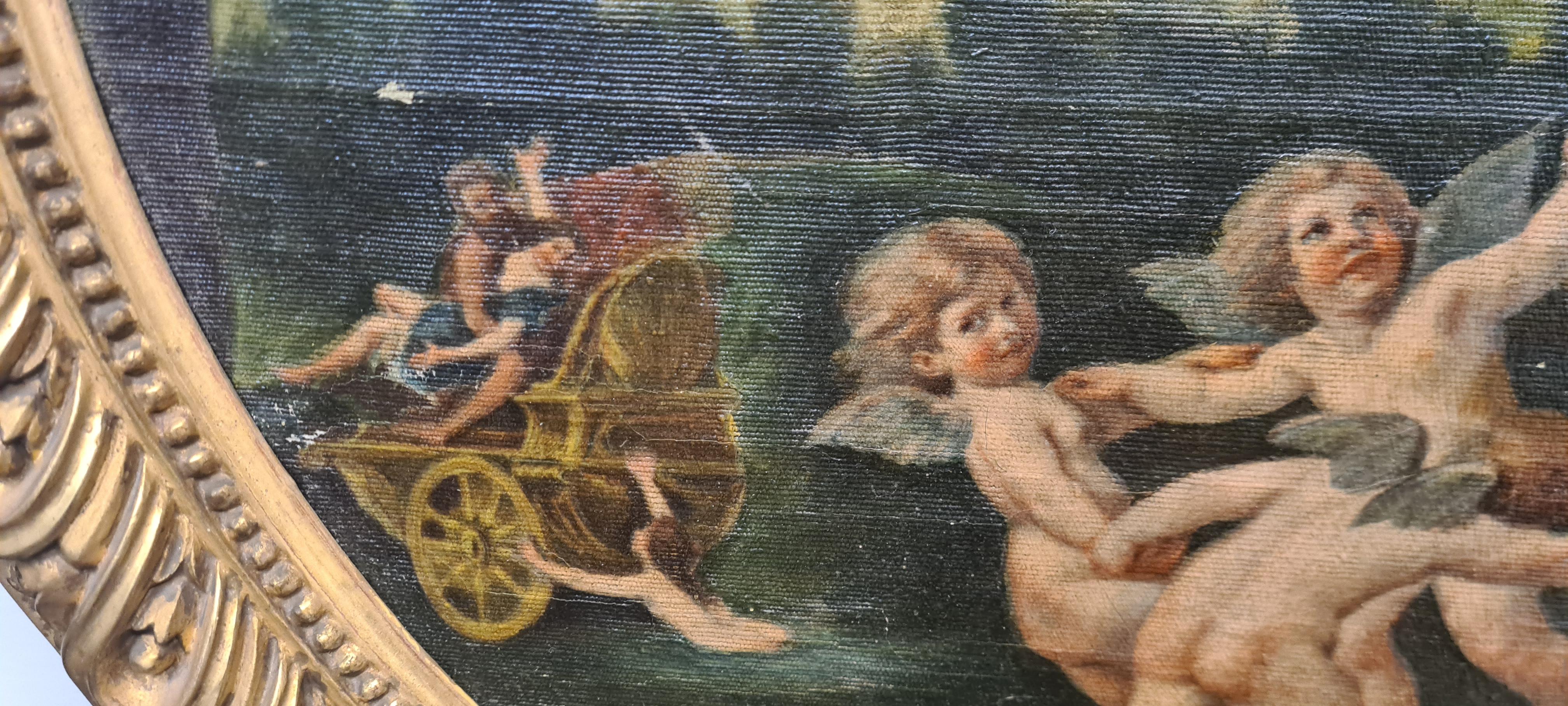 Peinture à l'huile sur toile représentant une scène allégorique du XVIIIe siècle  19e siècle en vente 9