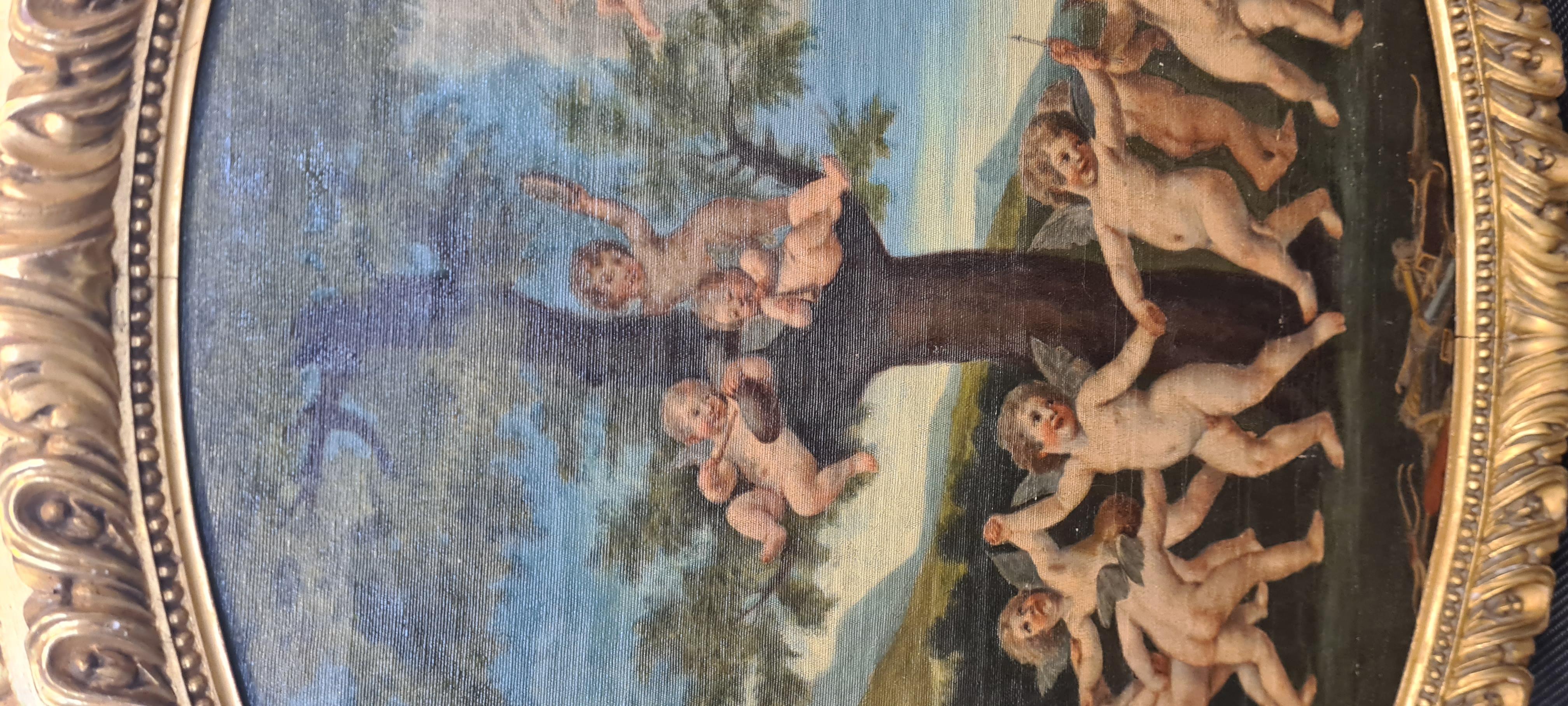 Peinture à l'huile sur toile représentant une scène allégorique du XVIIIe siècle  19e siècle en vente 14