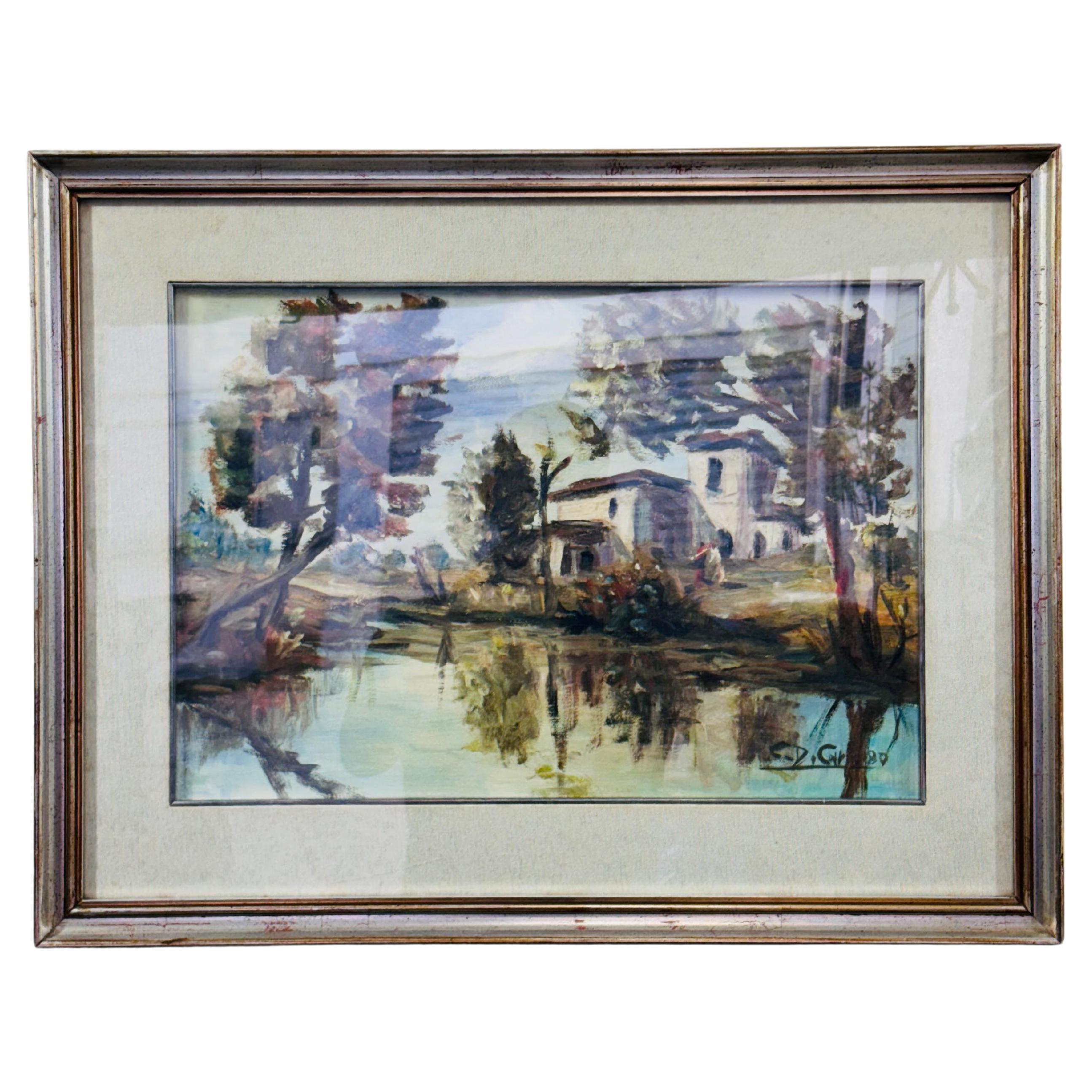 Pintura de paisaje C.Di Carlo 1980 en venta