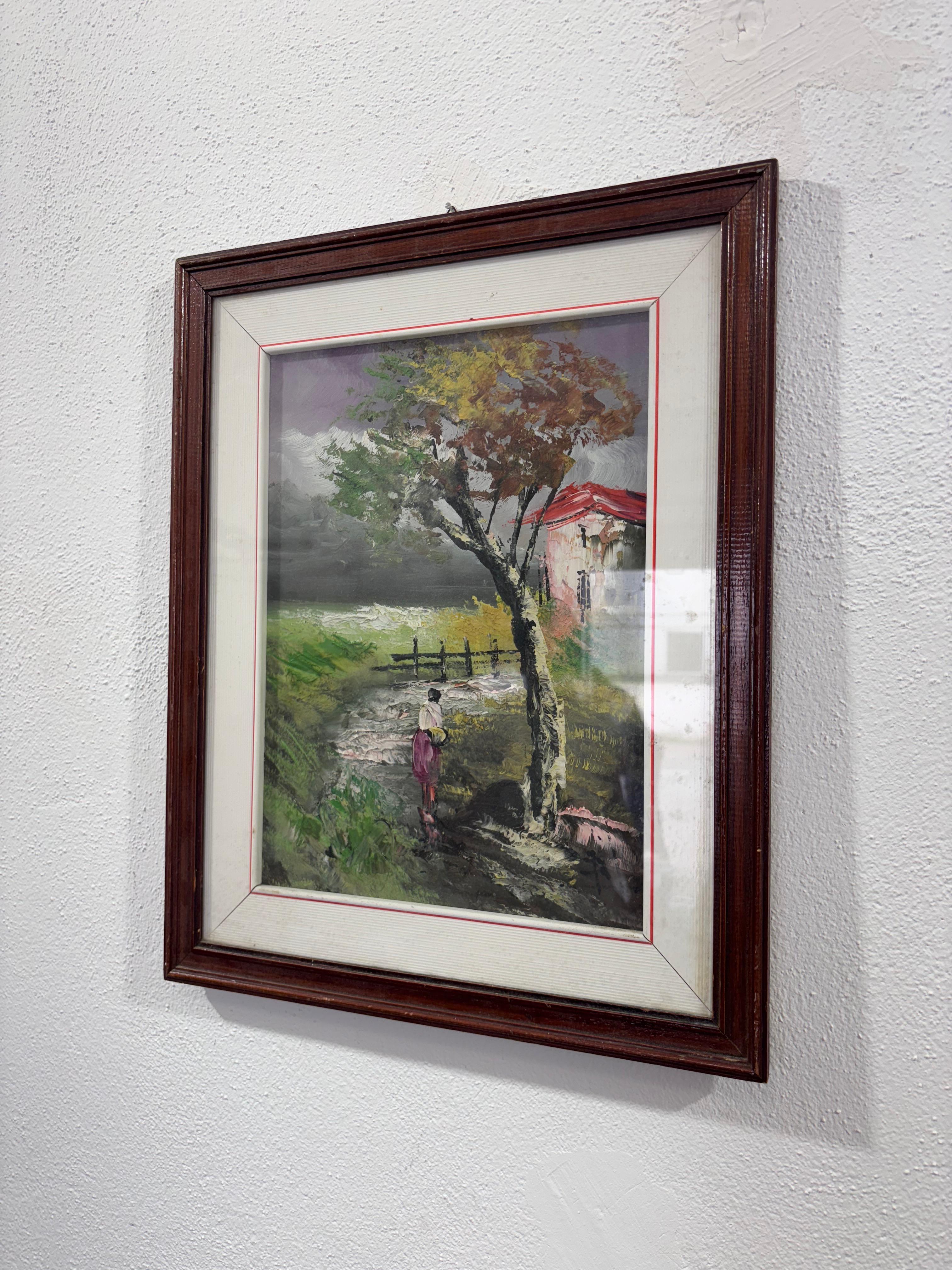 Peinture Paysage de campagne Huile sur toile.


Mesures :

Hauteur 51,5 cm

Largeur 41,5 cm


Technique Huile sur toile


En bon état de conservation, des signes d'utilisation et d'âge sont présents. (Voir photo)
