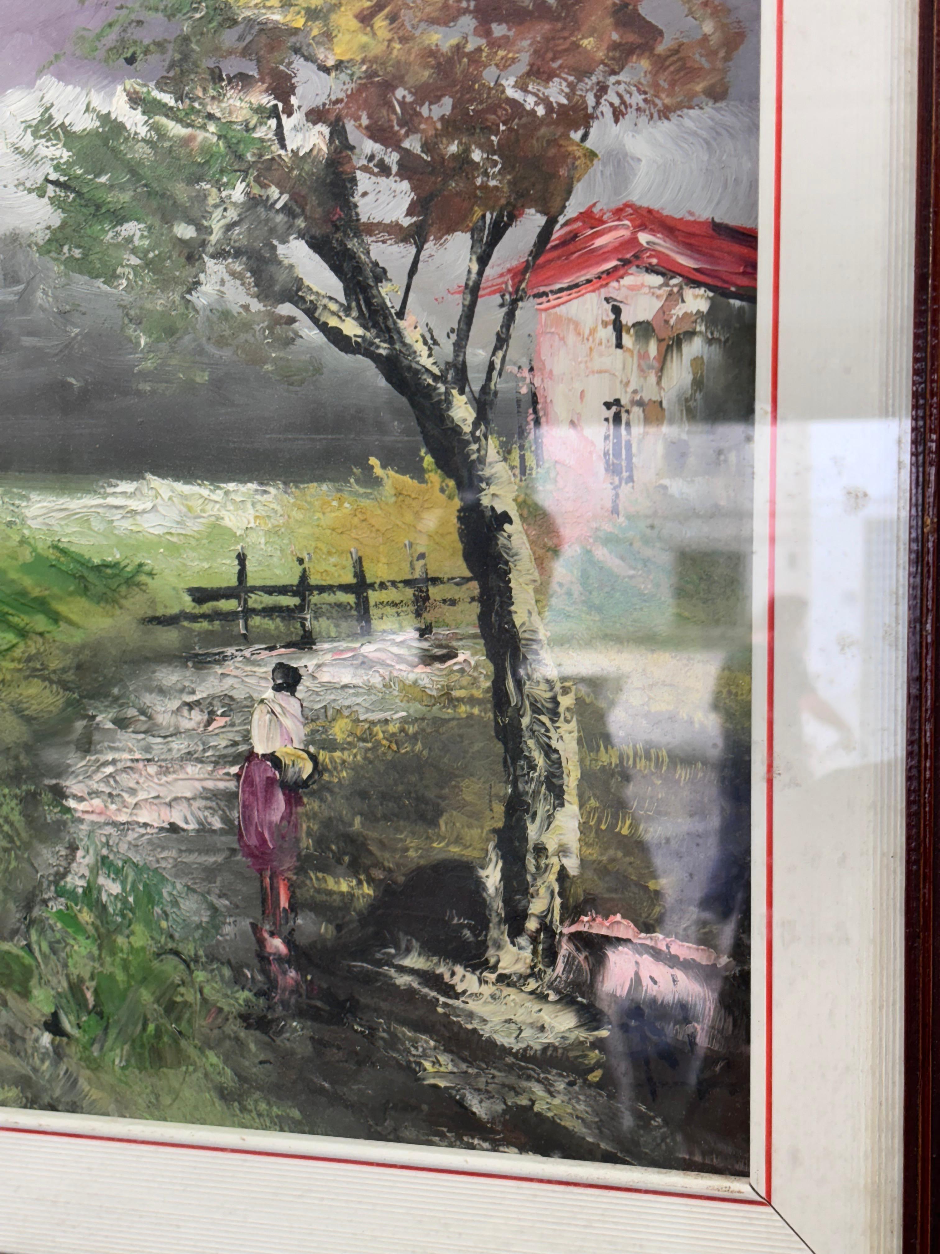 Italian Peinture Paysage de campagne Huile sur toile en vente