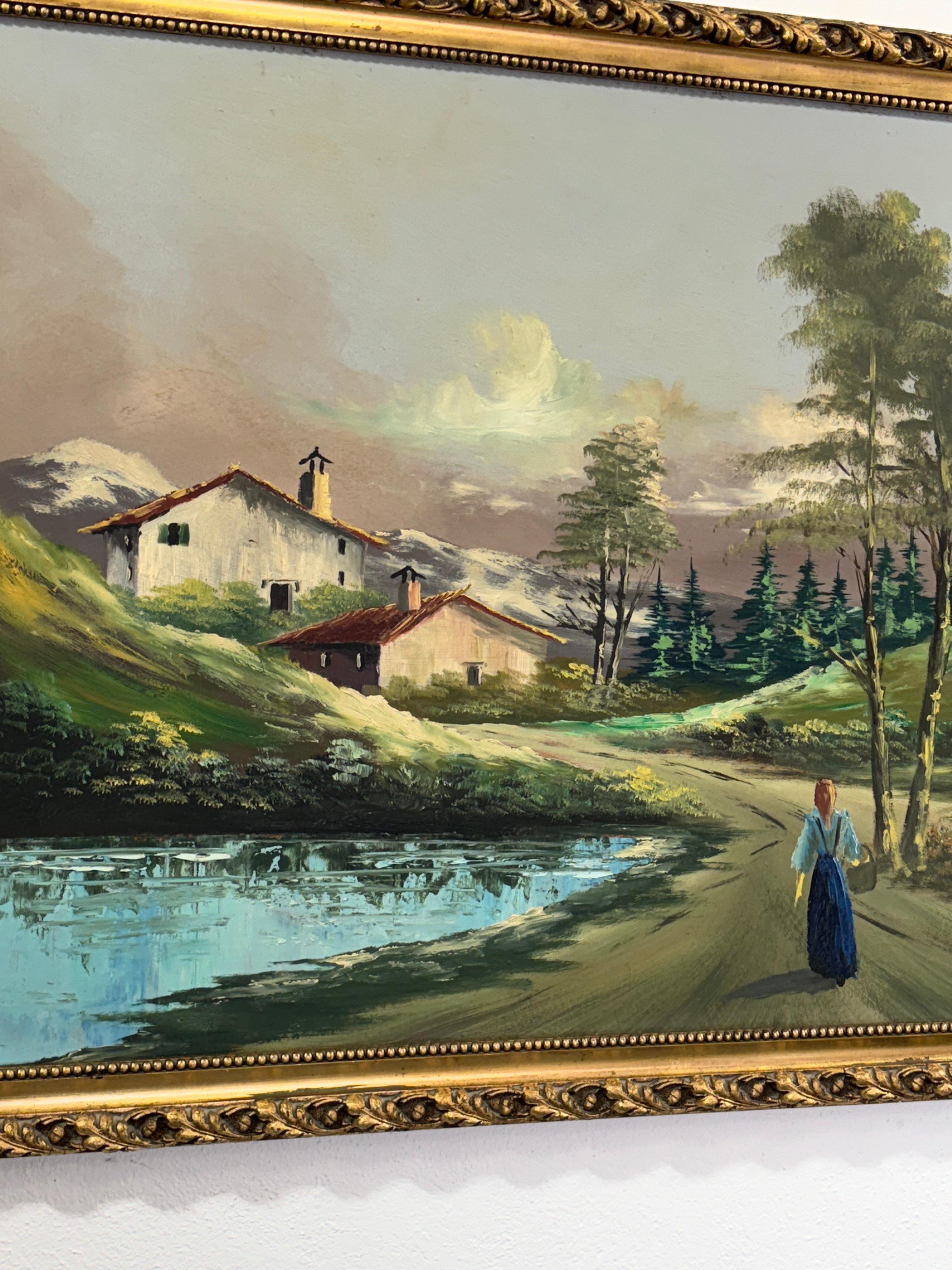 Italian Franco D'Urso 1970 Peinture de paysage en vente