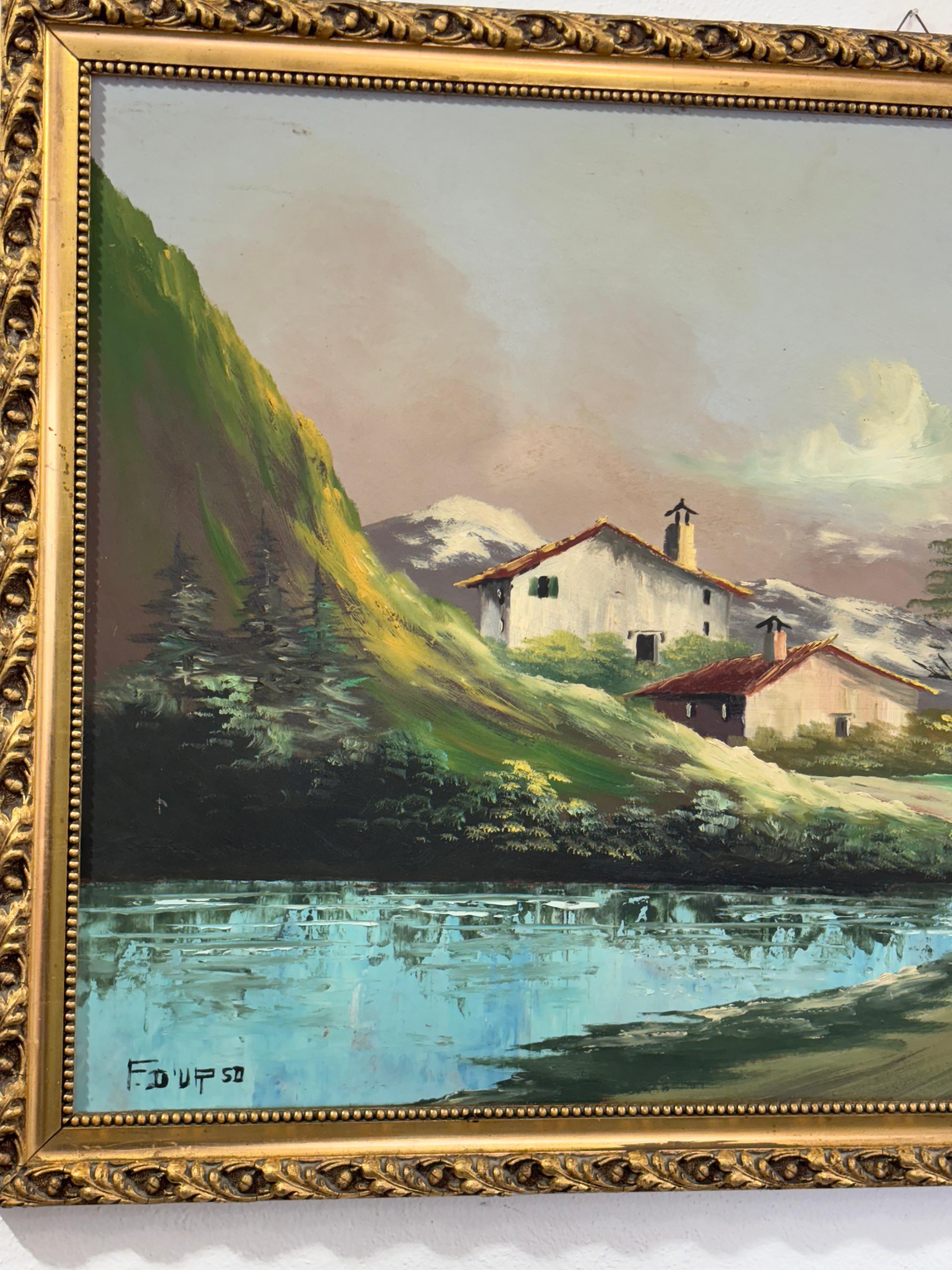 Late 20th Century Franco D'Urso 1970 Peinture de paysage en vente