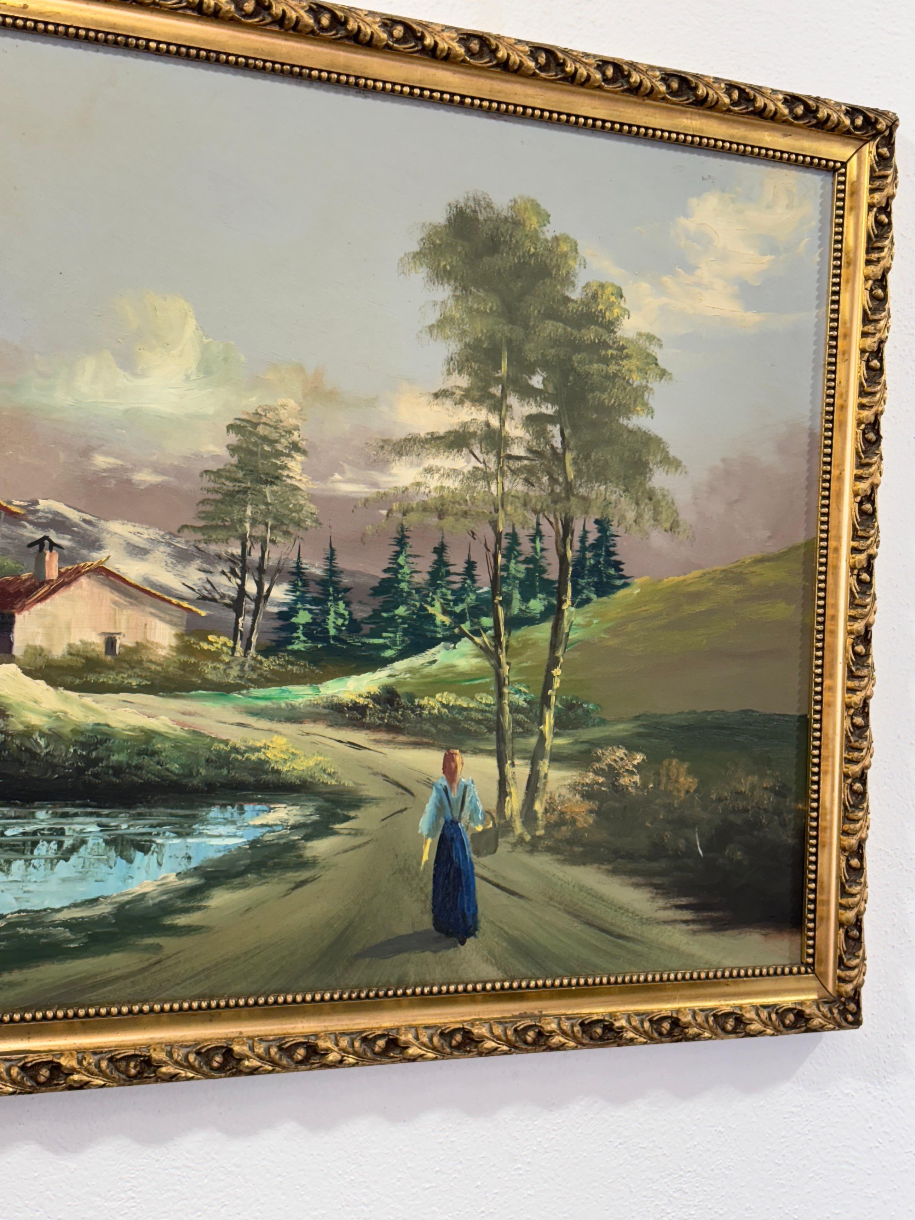 Toile Franco D'Urso 1970 Peinture de paysage en vente