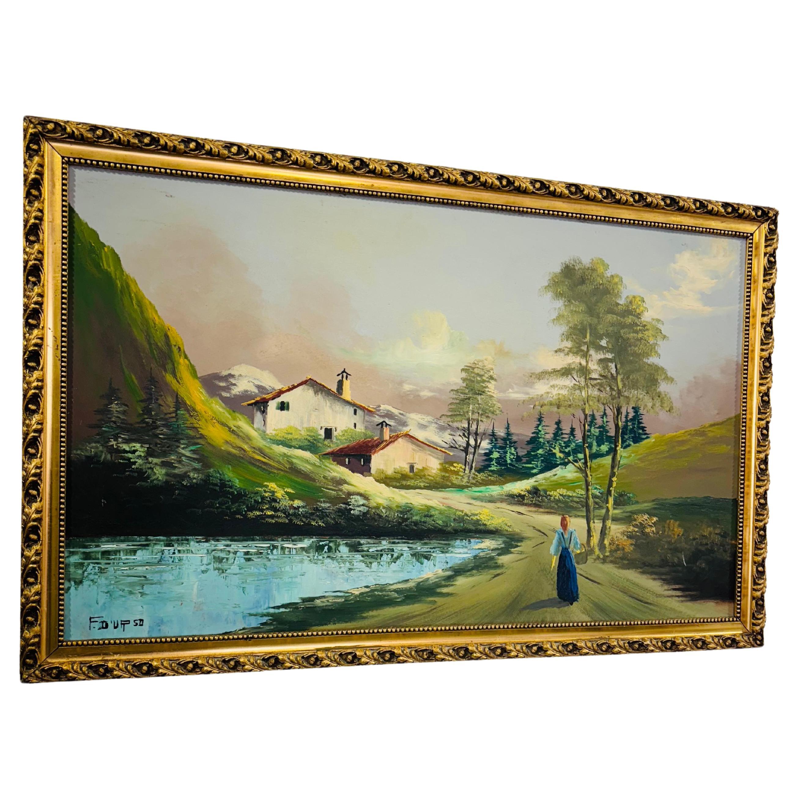 Franco D'Urso 1970 Peinture de paysage en vente