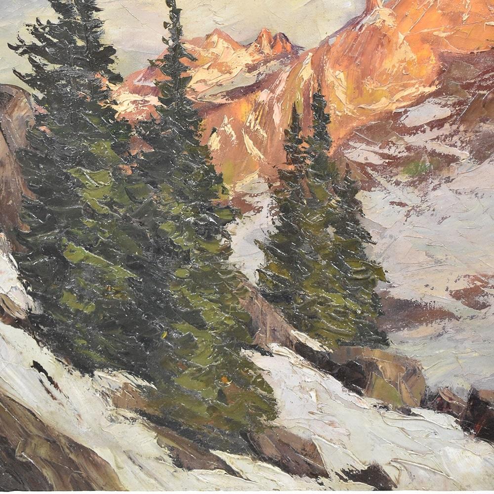 Landschaftsgemälde, Berg mit Schnee, Chamonix, Alpen, Öl auf Leinwand, 20. Jahrhundert. (French) im Angebot