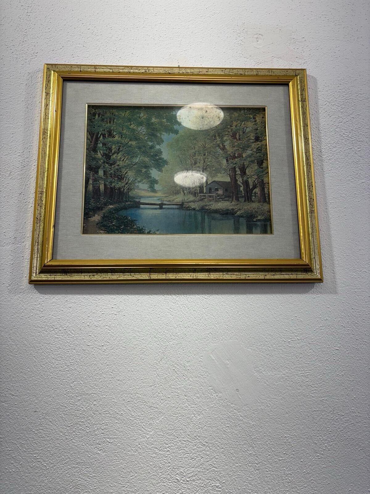 Landscape Painting Riverbank Oil on Canvas In Good Condition For Sale In Taranto, IT