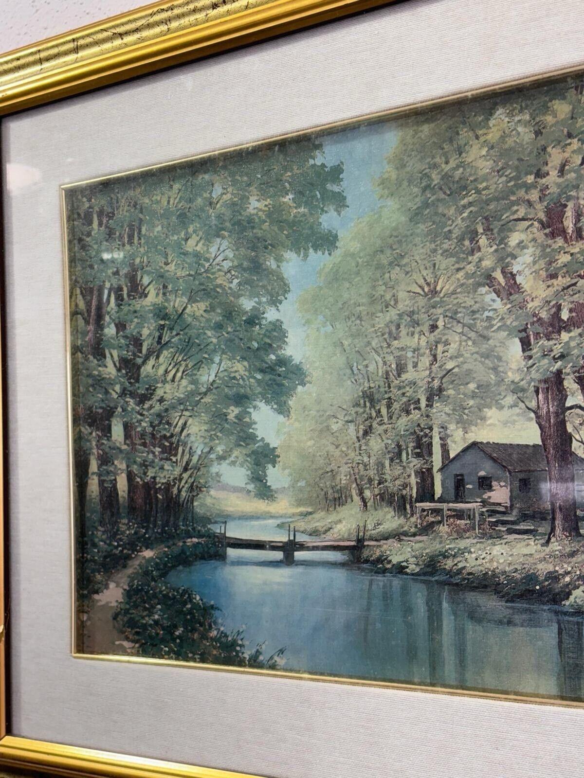 Late 20th Century Landscape Painting Riverbank Oil on Canvas For Sale