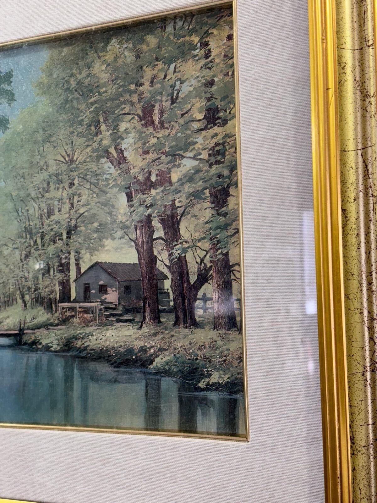 Landscape Painting Riverbank Oil on Canvas For Sale 1