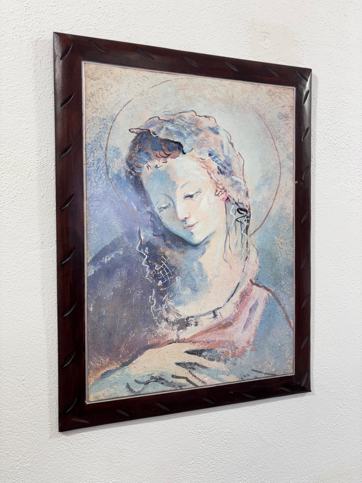 Quadro primo piano di Donna tecnica mista su legno

Misure: 
Altezza 80 cm
Larghezza 60 cm

Tecnica mista su legno

In buone condizioni conservative, presenti segni del tempo dovuti all’utilizzo e all’età. (Vedi foto) 

Se necessitate di altre foto