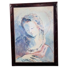 Close-up painting of Woman mixed media on wood