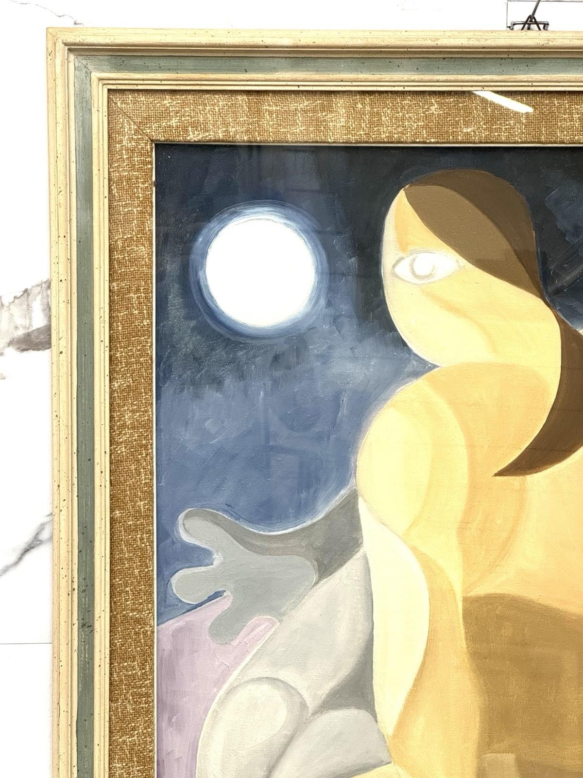 Quadro Retrò Nudo di Donna ispirata a Picasso 1971 Excellent état - En vente à Taranto, IT