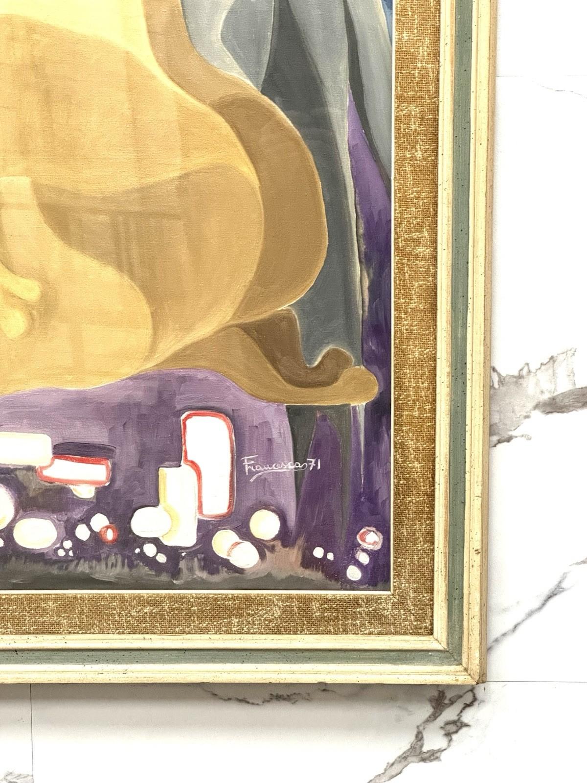 Late 20th Century Quadro Retrò Nudo di Donna ispirata a Picasso 1971 en vente