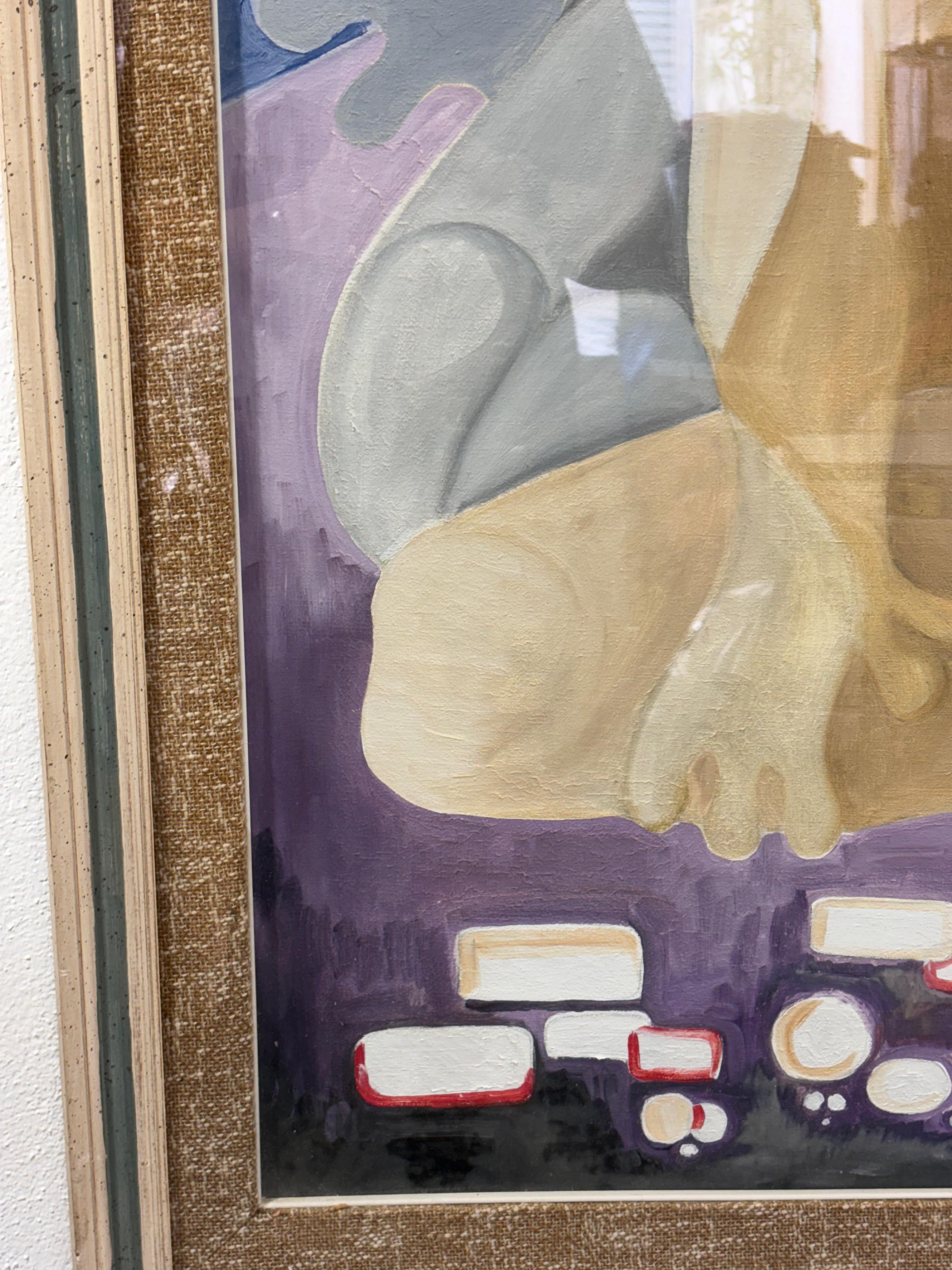 Canvas Painting Retro Nude of Woman inspired by Picasso 1971 For Sale