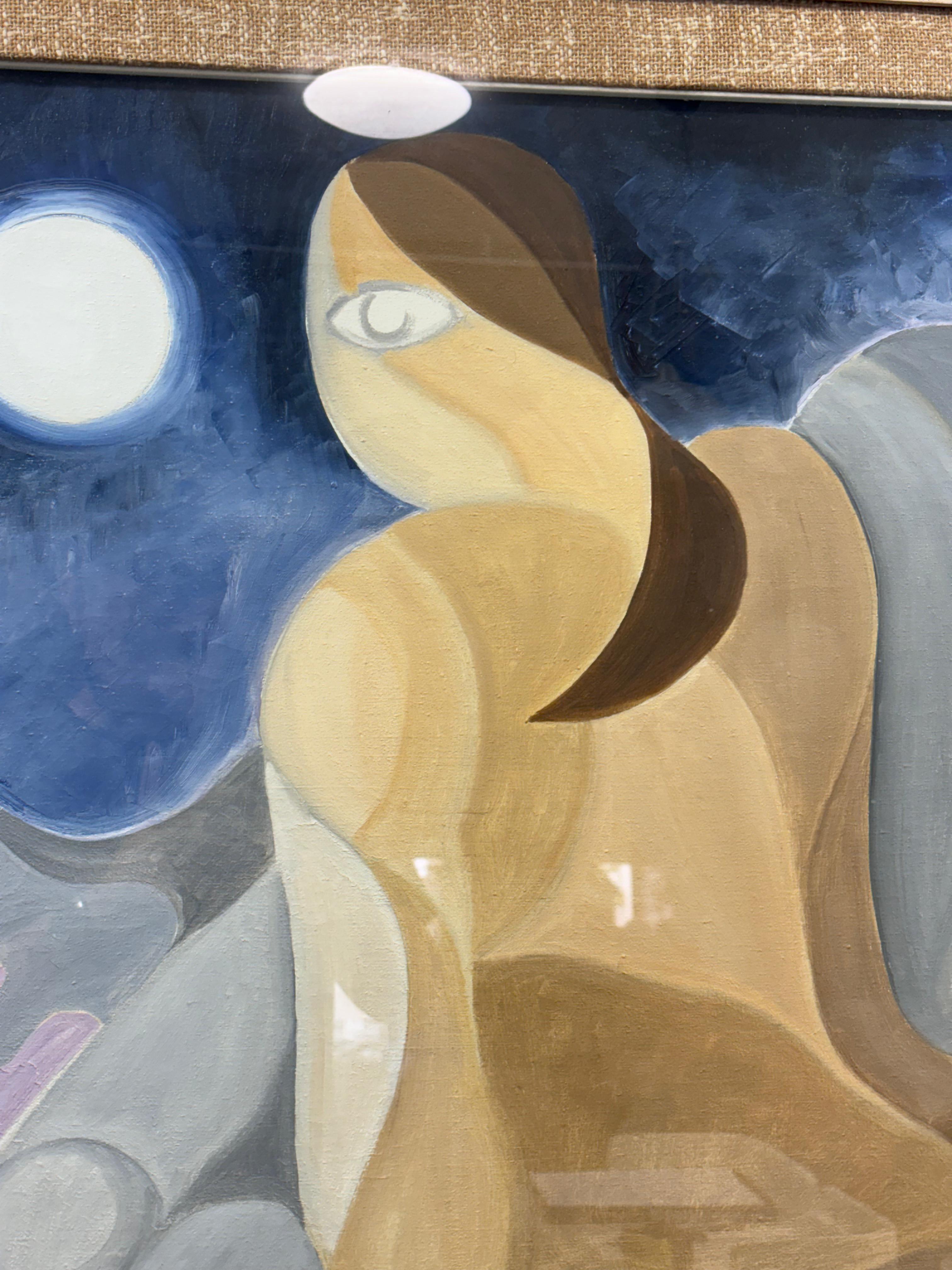 Painting Retro Nude of Woman inspired by Picasso 1971 For Sale 1