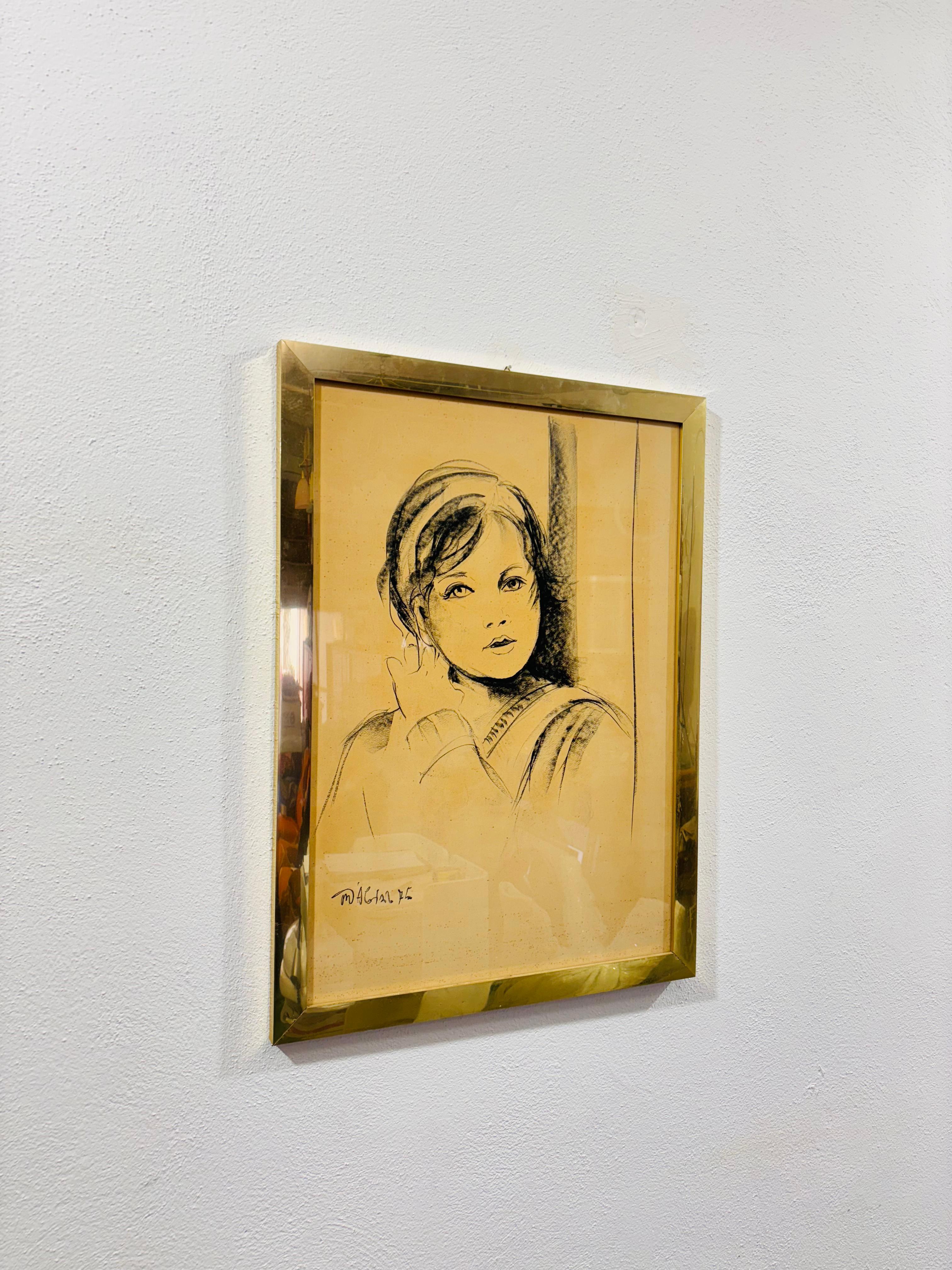 Portrait of a Young Girl 1975 In Good Condition For Sale In Taranto, IT