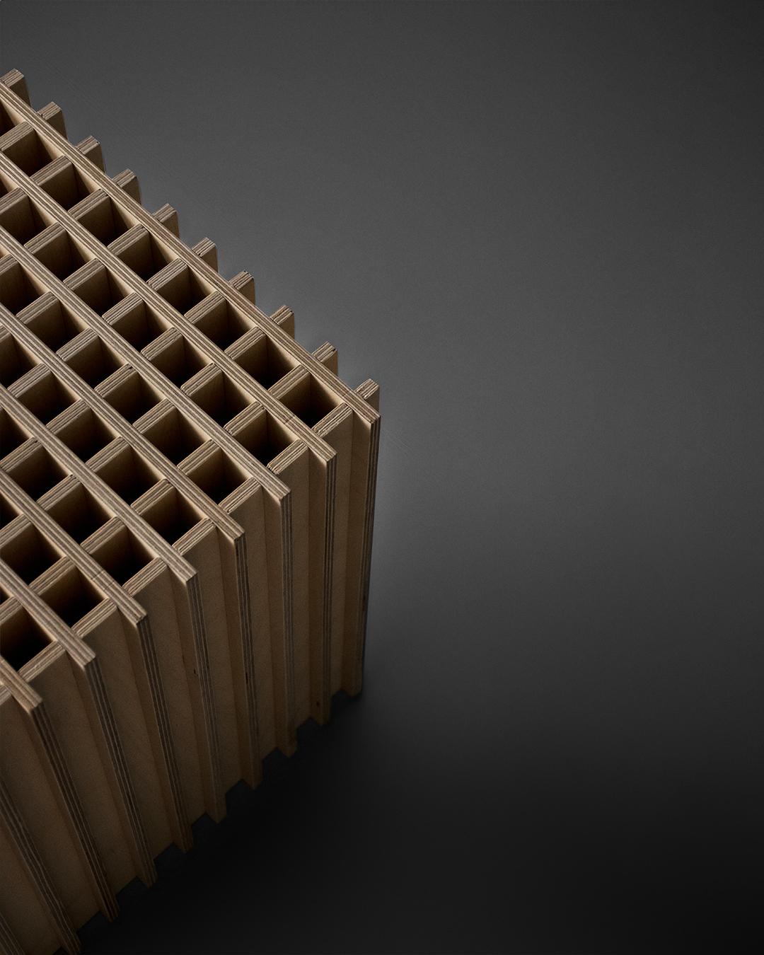 Modern Quadro Side Table & More, Inspired by Grid System, Natural For Sale