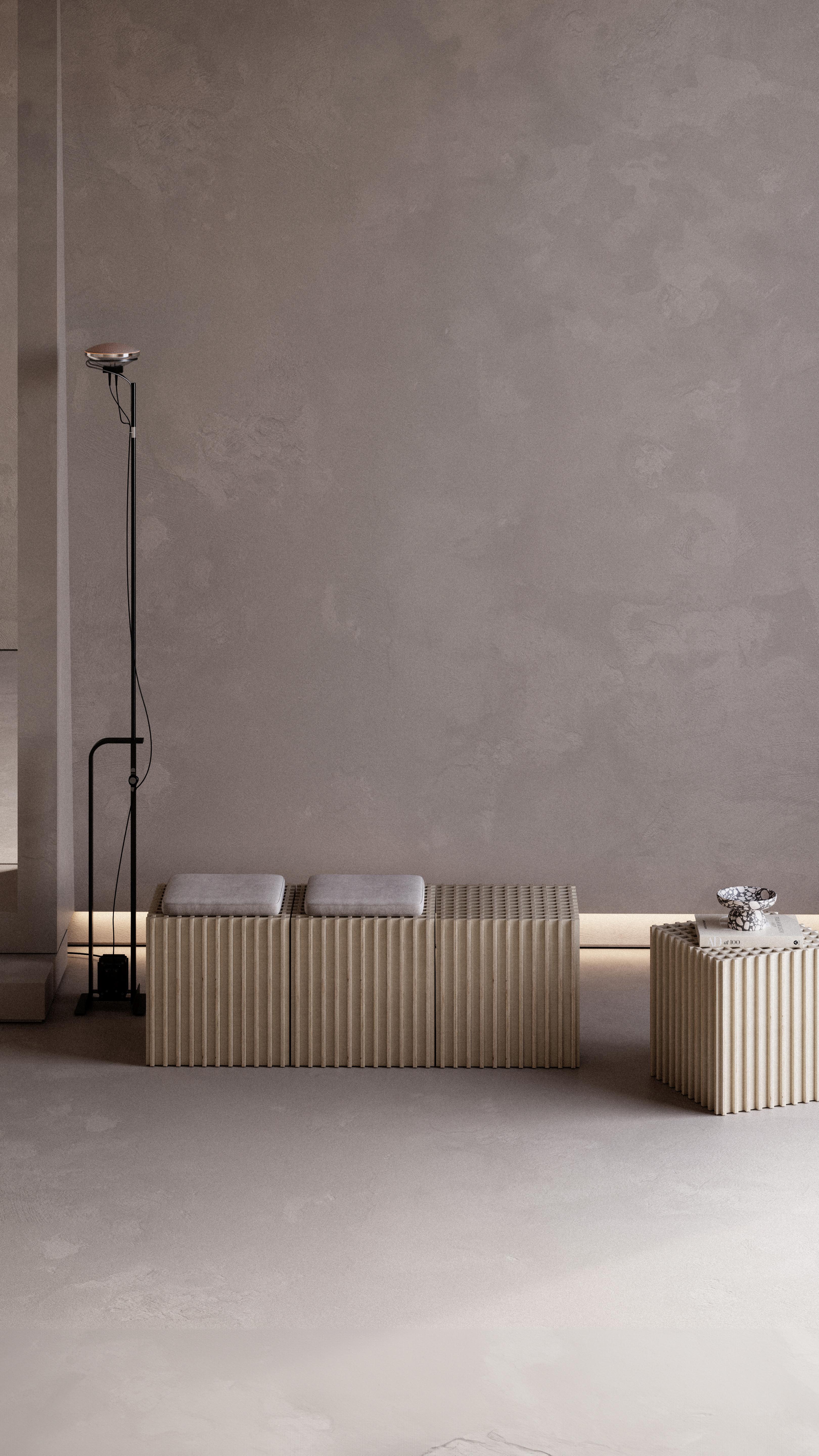 Turkish Quadro Side Table & More, Inspired by Grid System, Natural For Sale