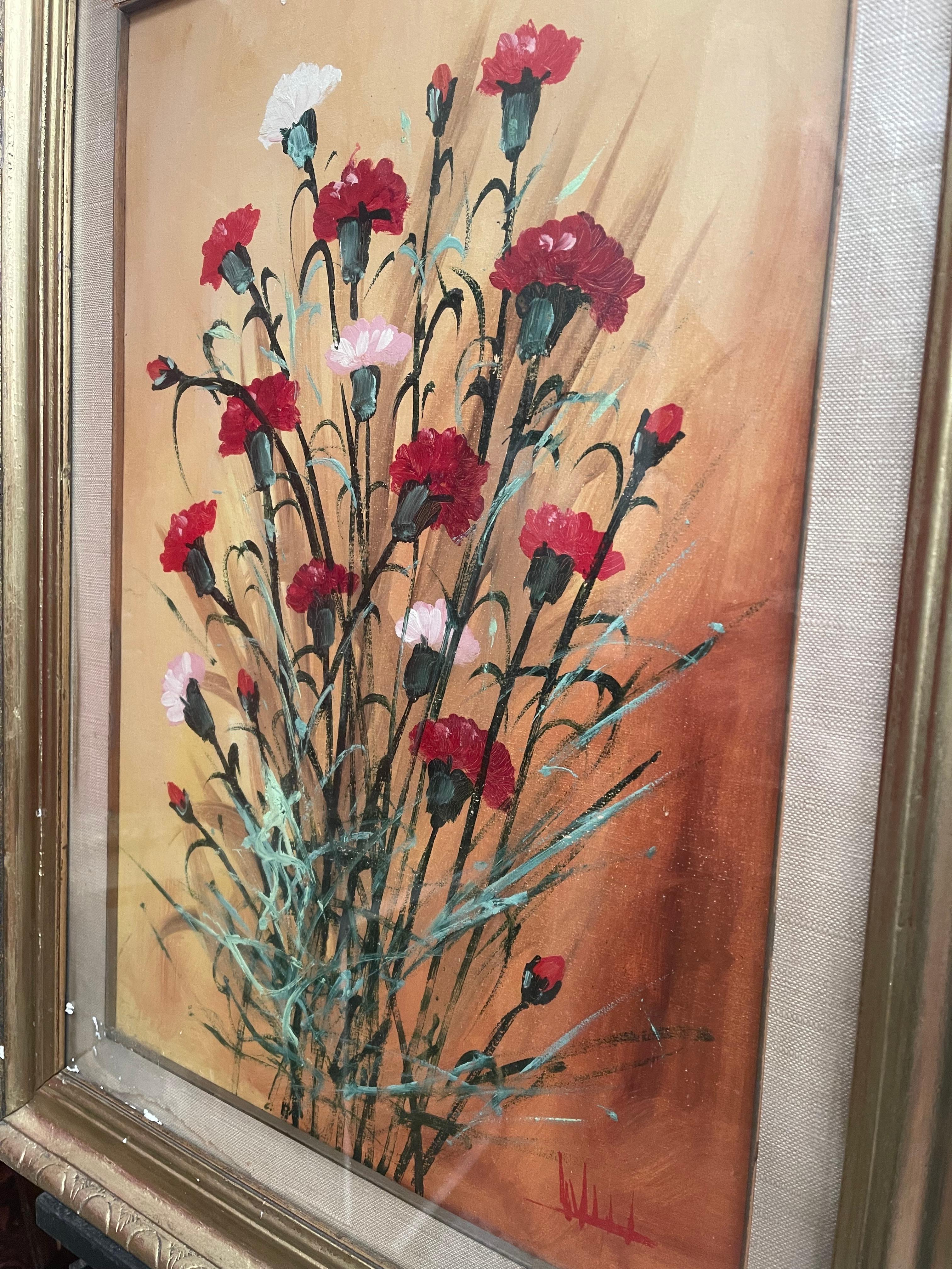 Other Canvas painting antique flowers  For Sale