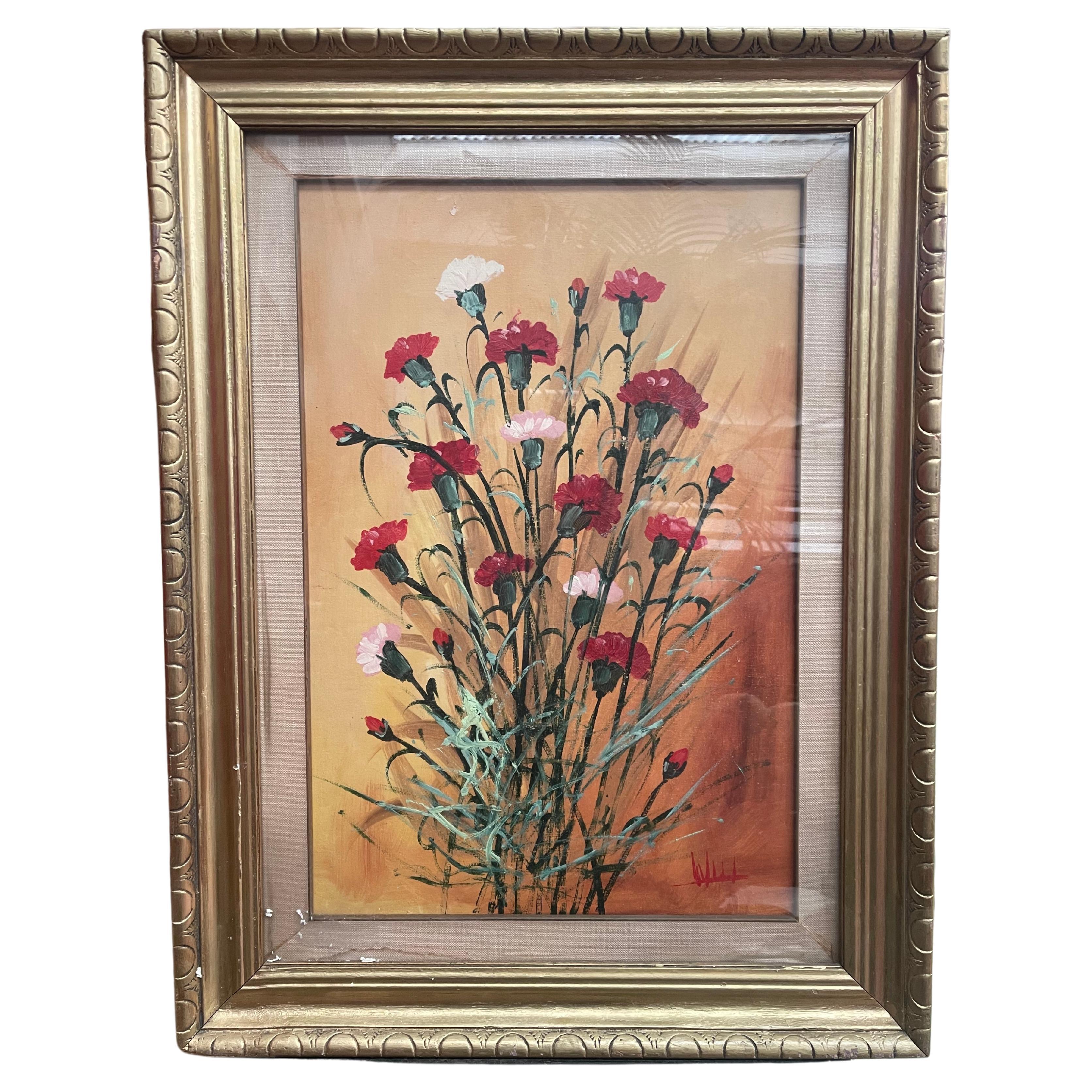 Fleurs anciennes sur toile  en vente