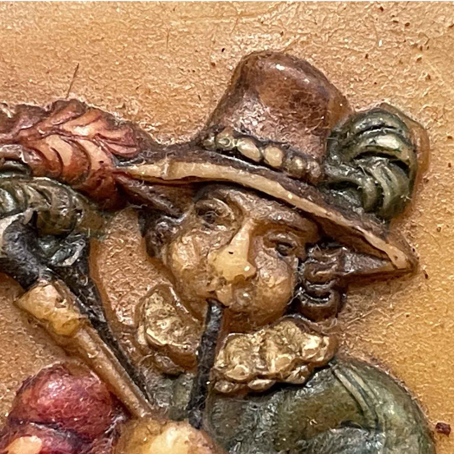 Deutsche polychrome Wachsmalerei 19. Jahrhundert mit tanzenden Figuren von Musikern (German) im Angebot