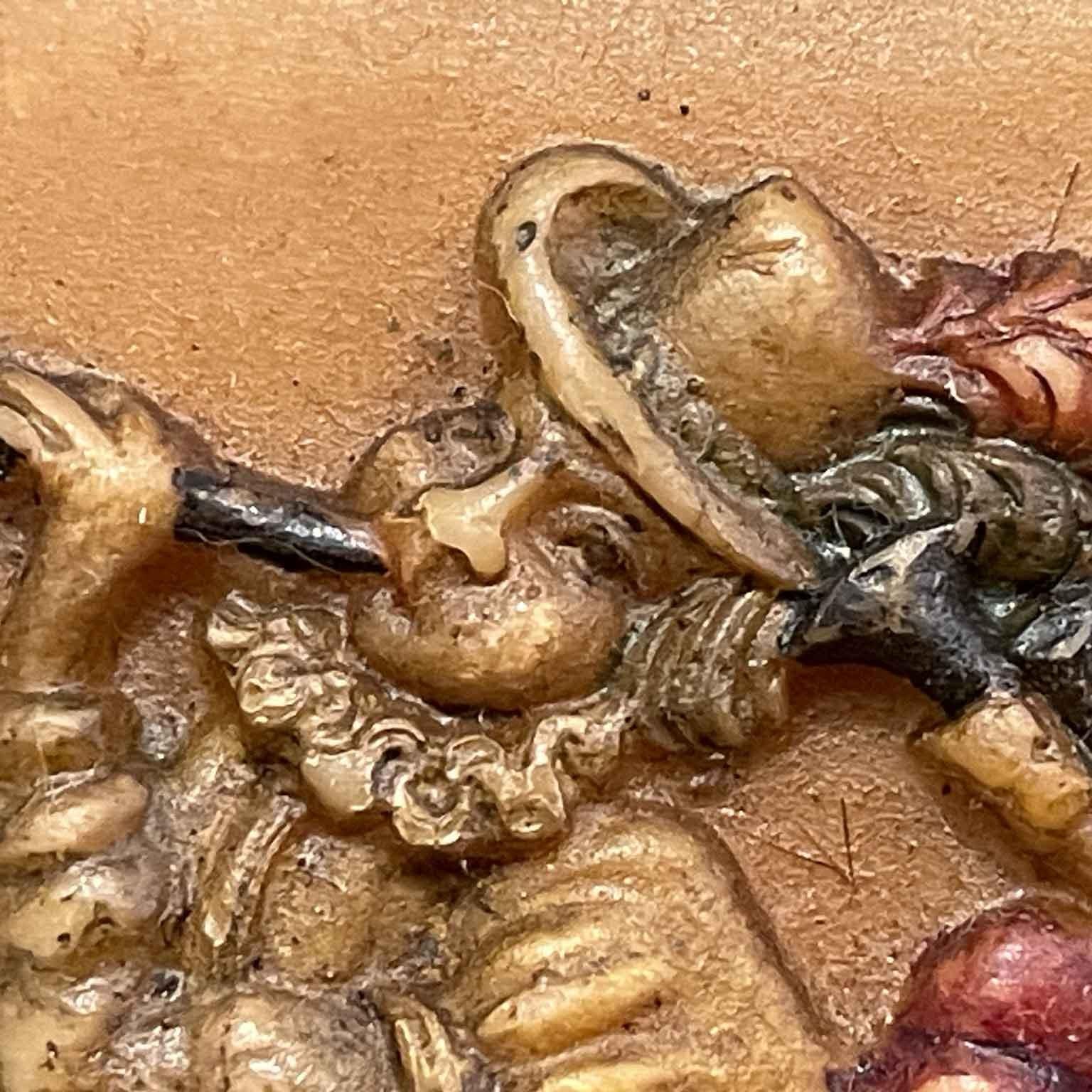 Deutsche polychrome Wachsmalerei 19. Jahrhundert mit tanzenden Figuren von Musikern (Handbemalt) im Angebot