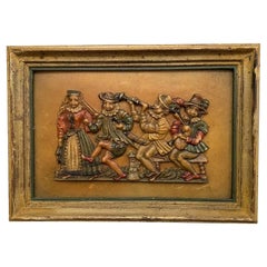 Deutsche polychrome Wachsmalerei 19. Jahrhundert mit tanzenden Figuren von Musikern