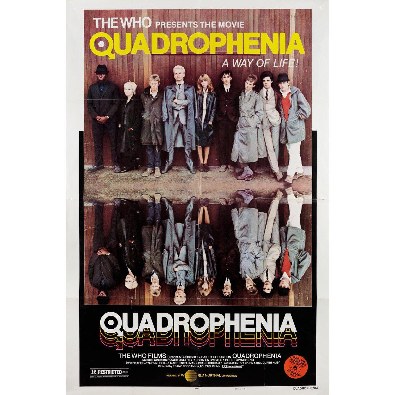 Affiche américaine originale de 1979 pour le film Quadrophenia réalisé par Franc Roddam avec Phil Daniels / Leslie Ash / Philip Davis / Mark Wingett. Très bon état, plié. De nombreuses affiches originales ont été publiées pliées ou ont été pliées