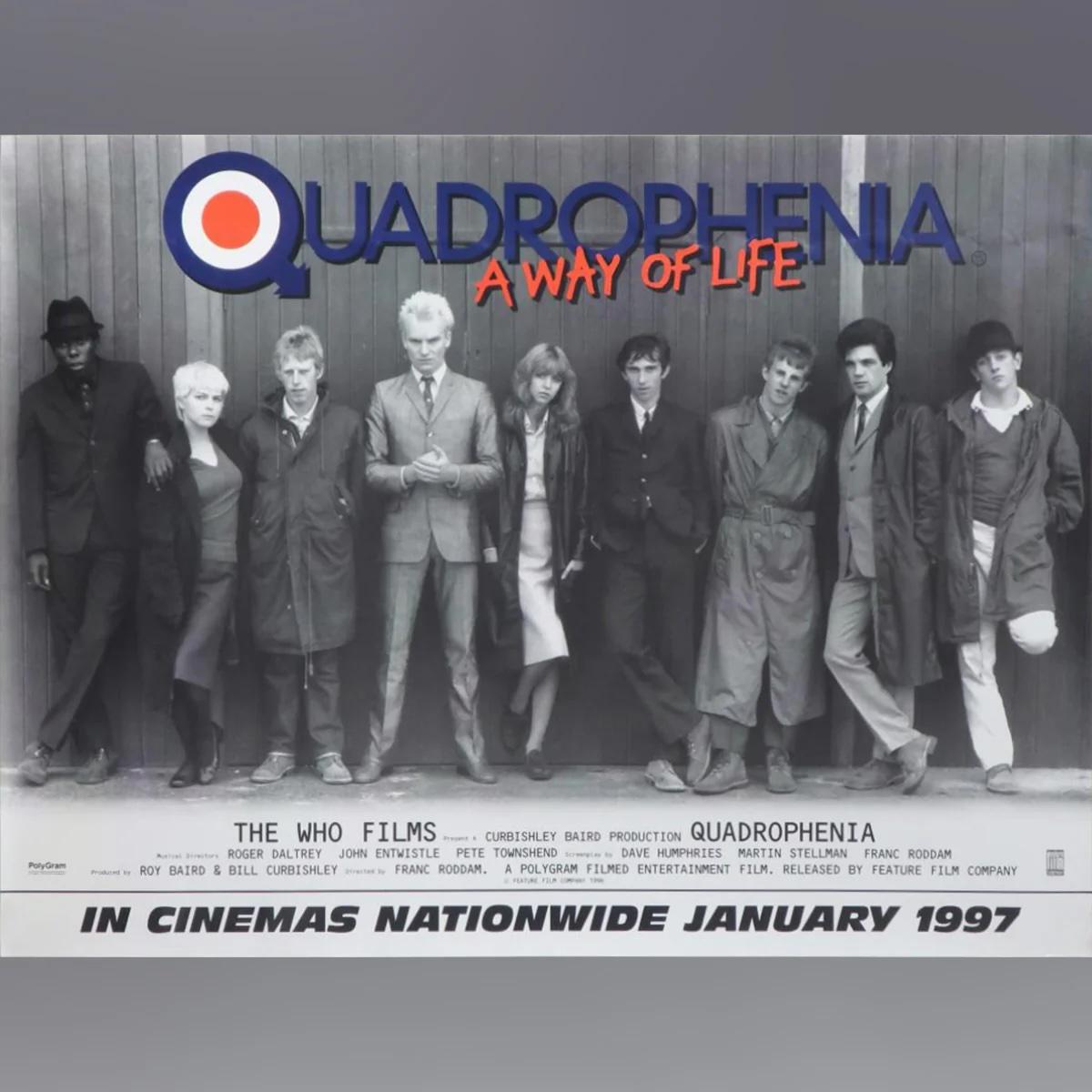 Quadrophenia (1997R)
Original British Quad (30 X 40 Inches)

Jimmy Cooper (Phil Daniels), jeune londonien en proie à l'angoisse, échappe à la corvée de son travail à la poste en devenant membre des Mods, une bande de jeunes bien habillés toujours en