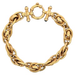 Quadruple Interlocking Link Bracelet 14 Karat Yellow Gold 18.1 Grams Italian