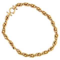 Quadruple Interlocking Link Necklace 14 Karat Yellow Gold 36 Grams Italian