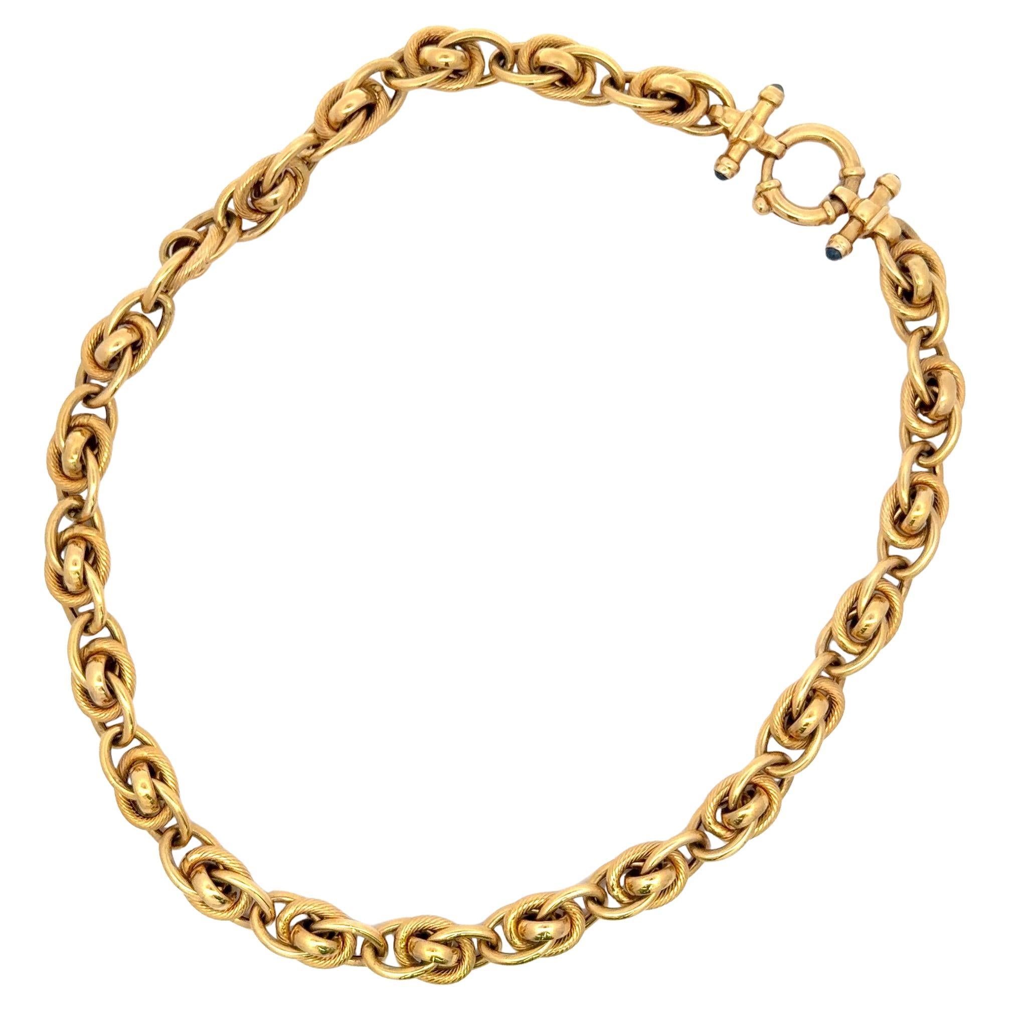 Quadruple ineinandergreifende Gliederhalskette 14 Karat Gelbgold 36 Gramm Italienisch (Zeitgenössisch) im Angebot