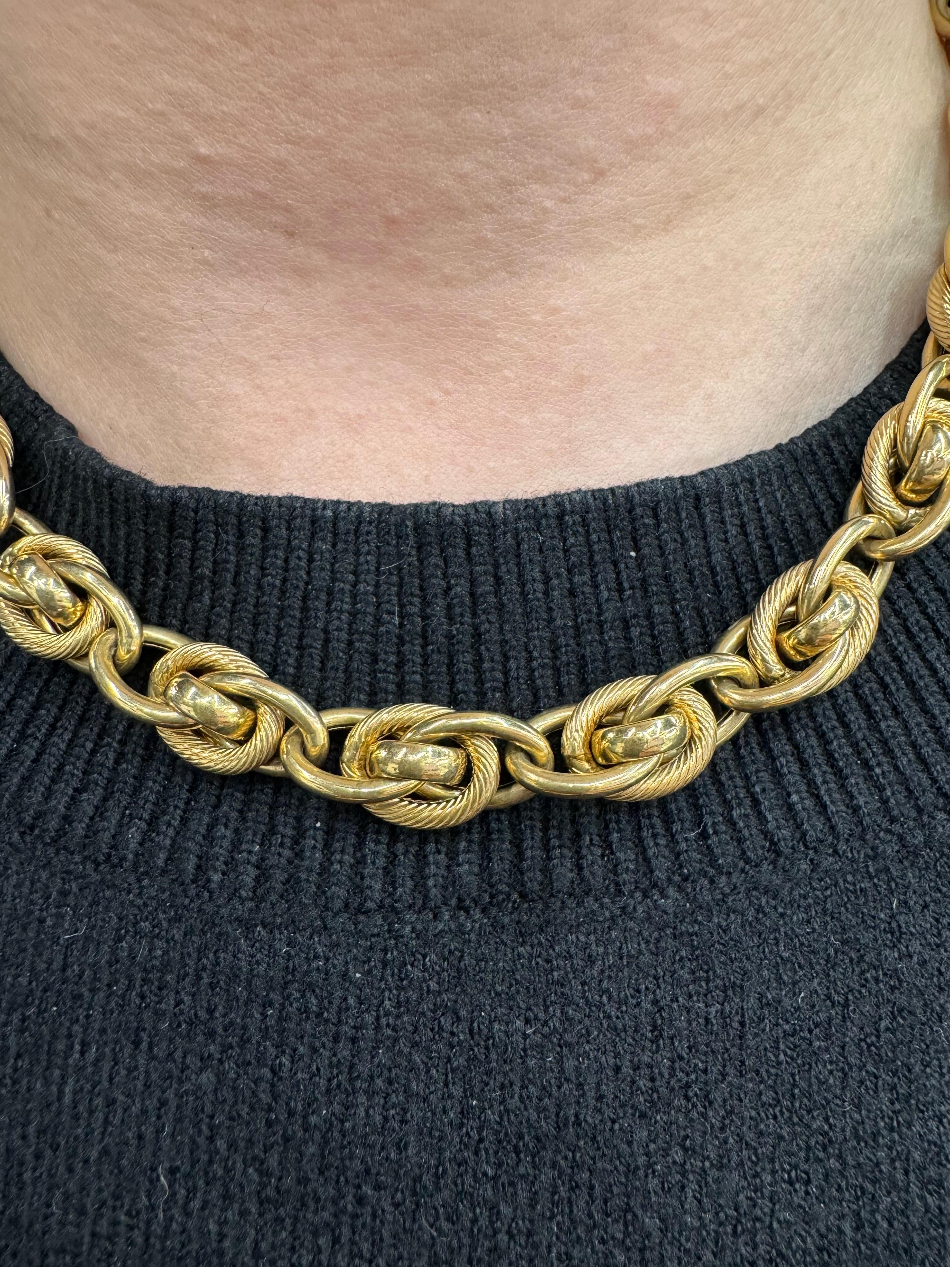 Quadruple ineinandergreifende Gliederhalskette 14 Karat Gelbgold 36 Gramm Italienisch im Angebot 2