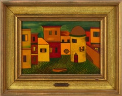 Quaelio Paisaje Óleo Sobre Tablero "Pueblo de Colores"